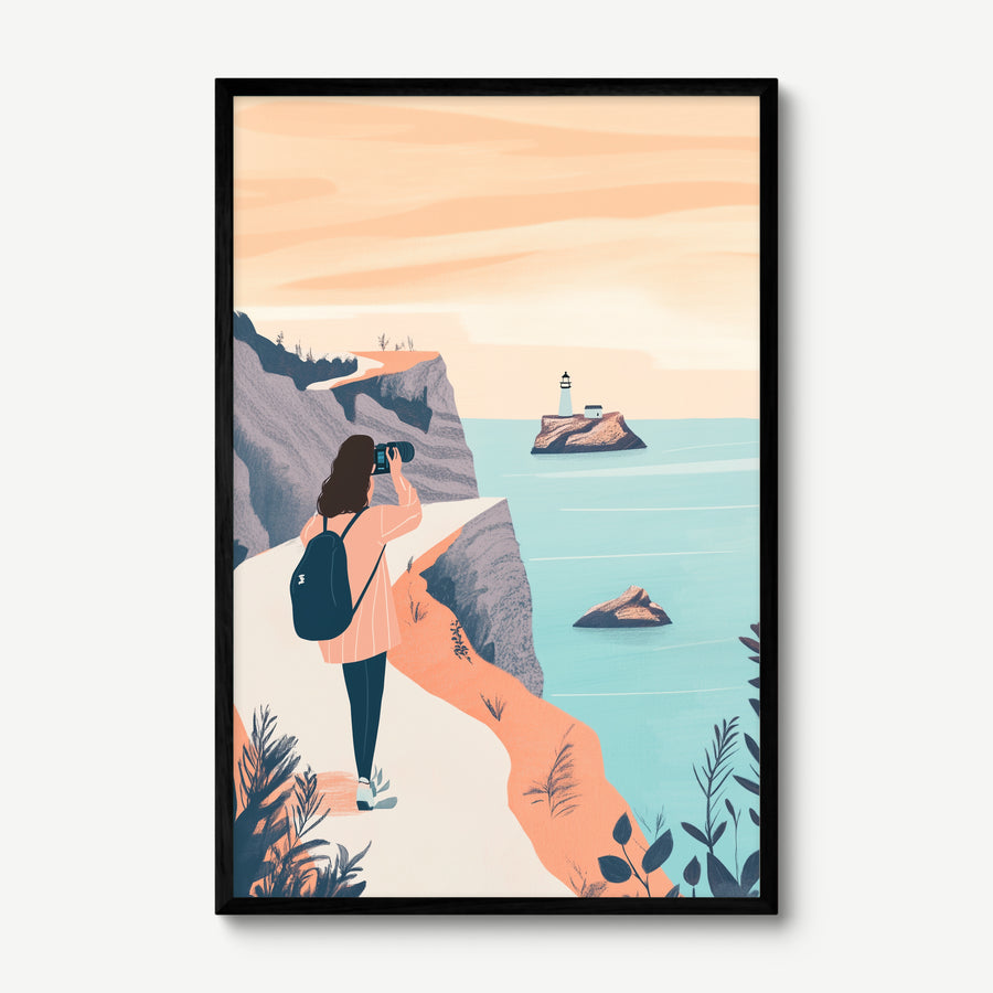 Coastal Explorer art print in a black frame
