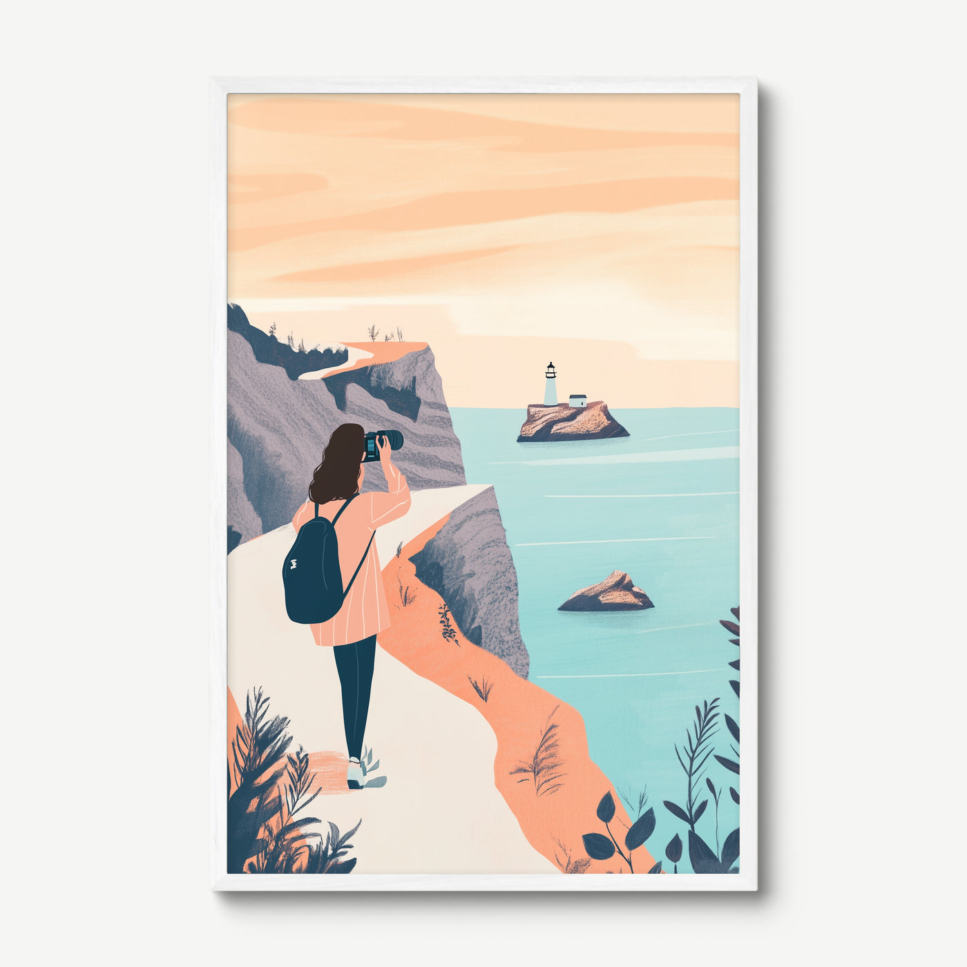 Coastal Explorer art print in a white frame