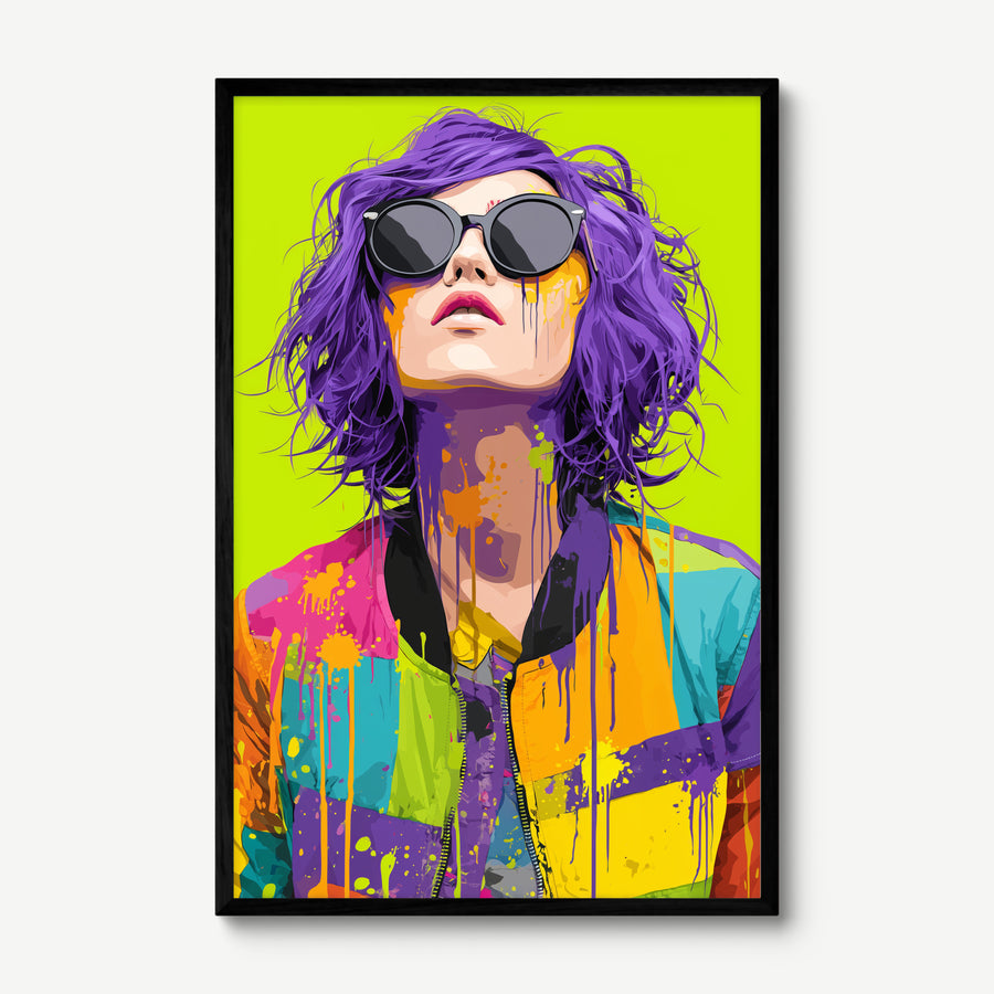Colour Bomb art print in a black frame
