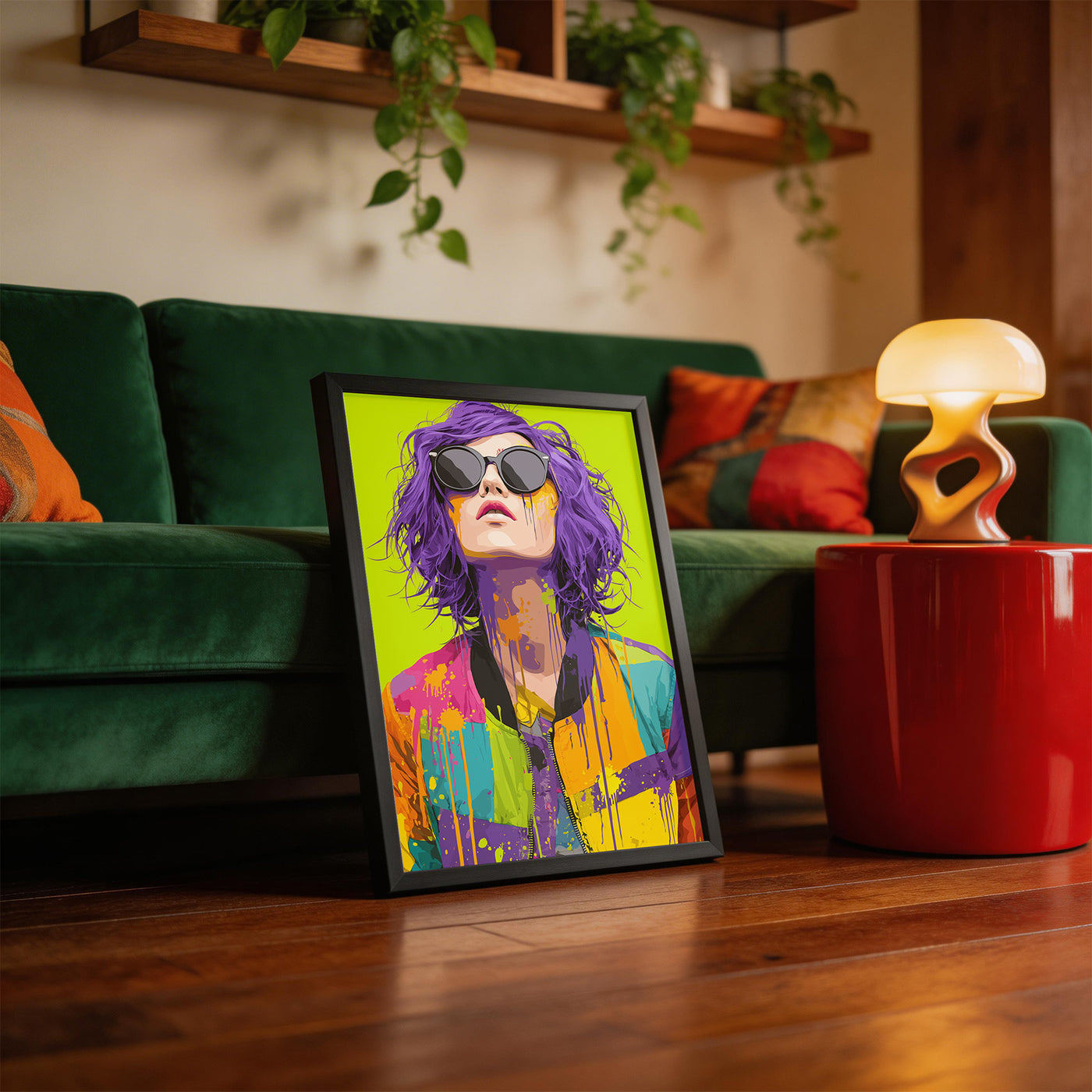 Colour Bomb framed on a wall