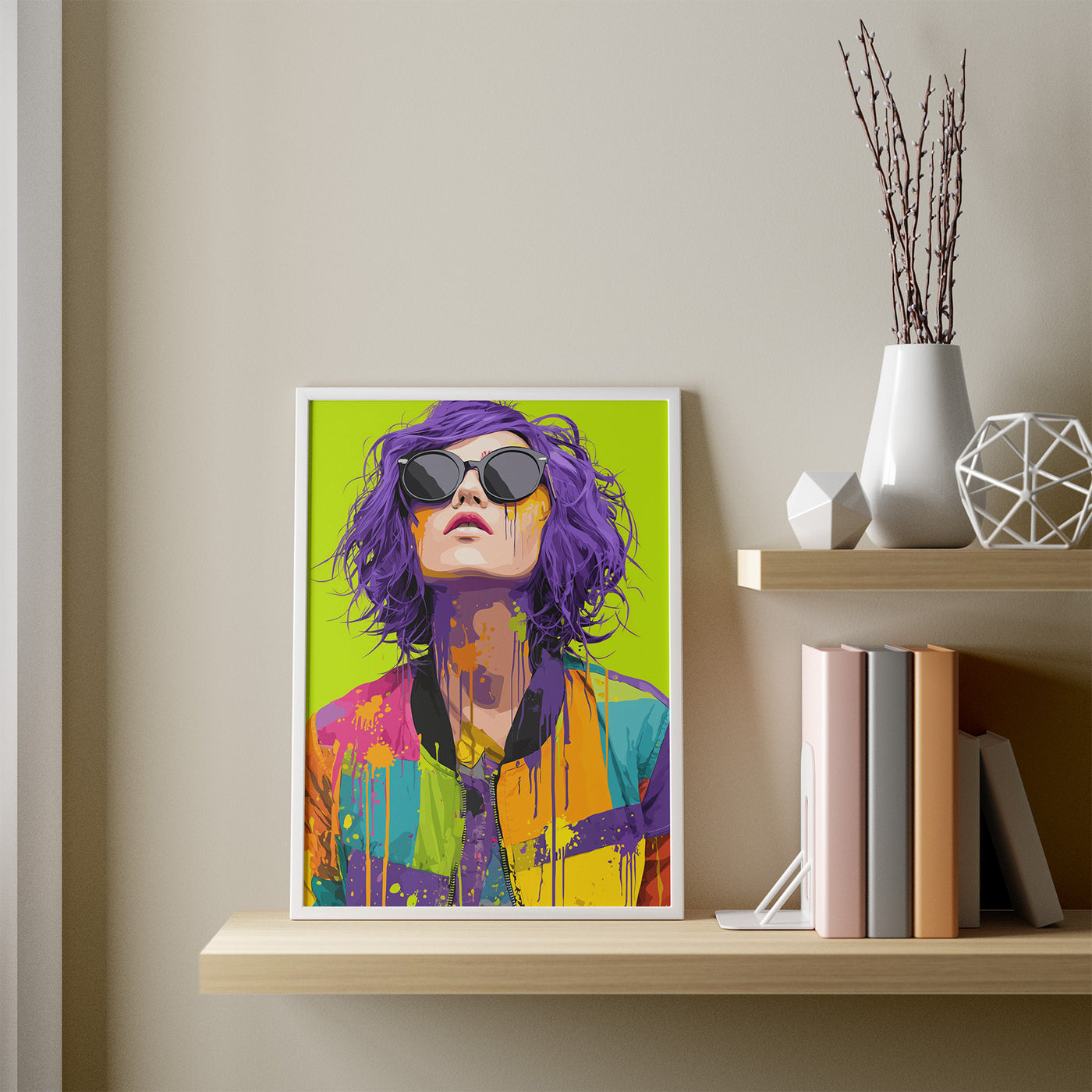 Colour Bomb framed in a room