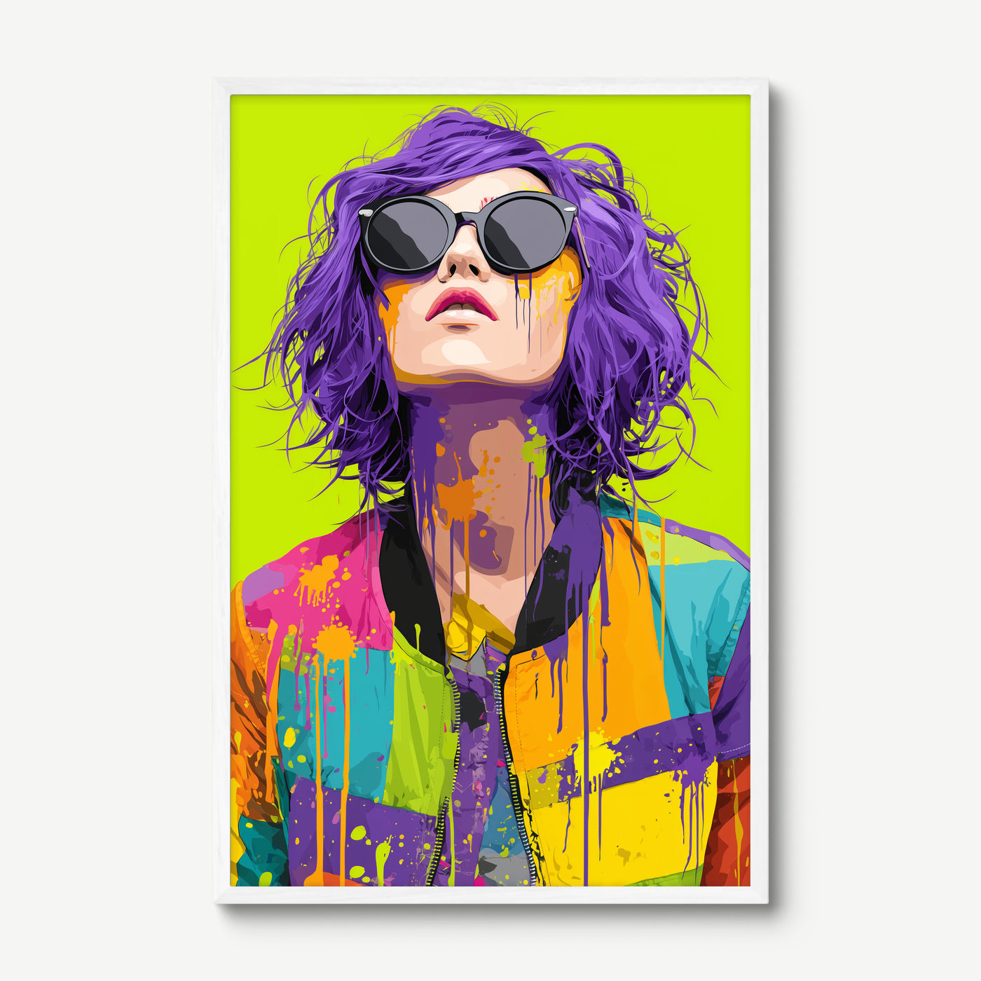 Colour Bomb art print in a white frame
