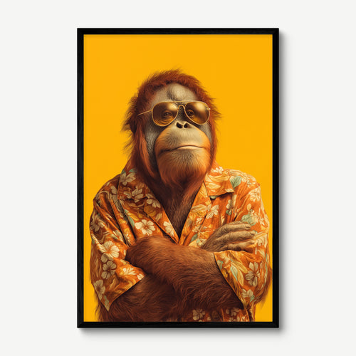Cool Orangutan art print in a black frame