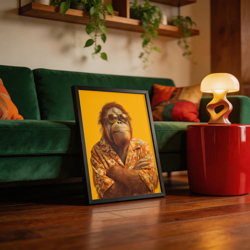 Cool Orangutan framed on a wall
