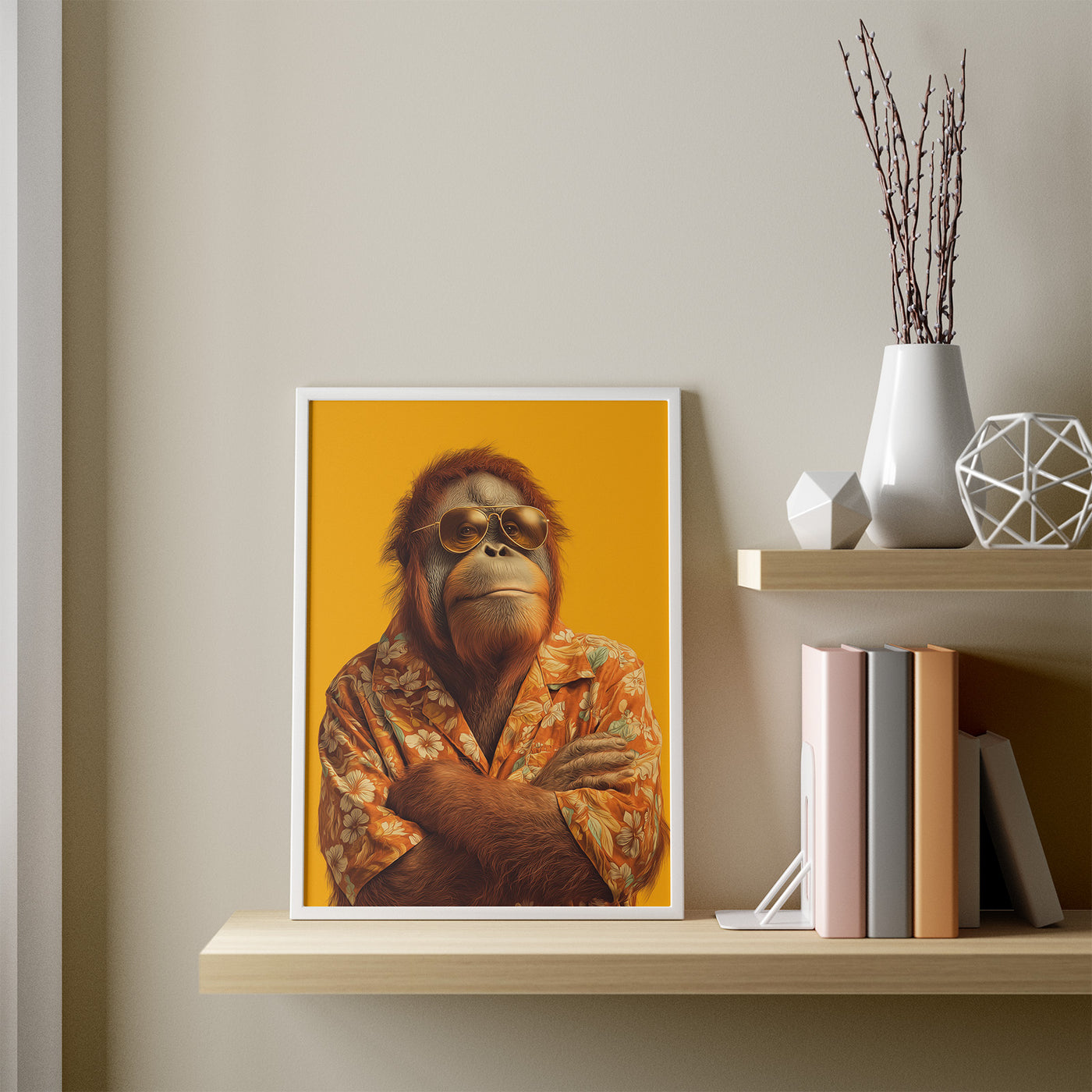 Cool Orangutan framed in a room