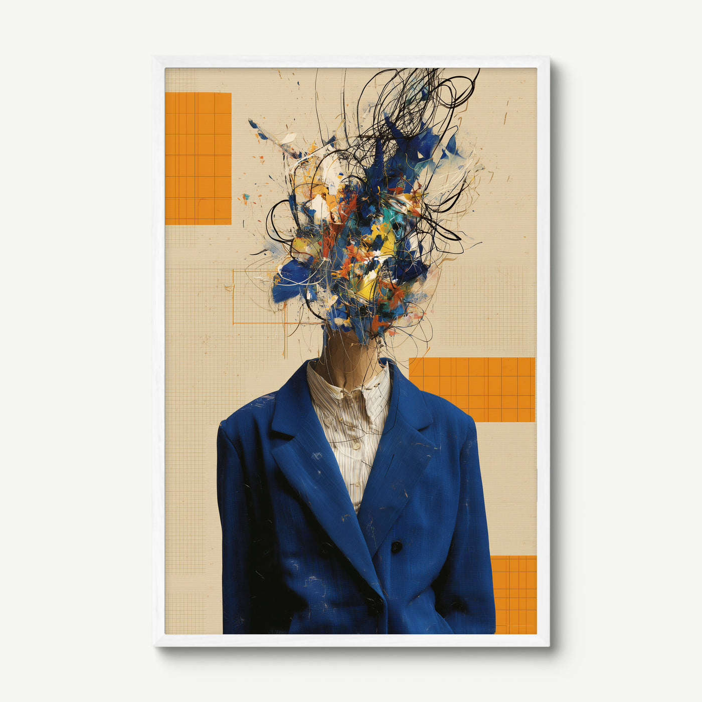 Creative Chaos art print in a white frame