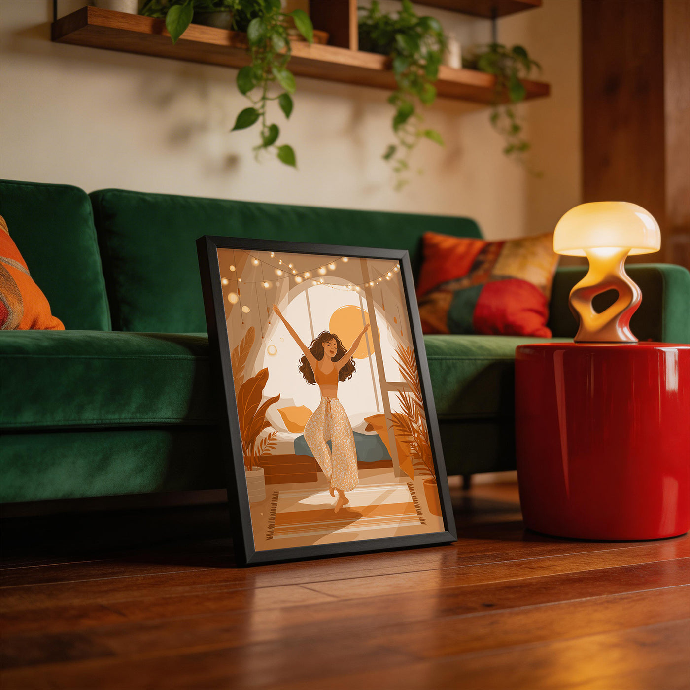 Dancing in the Morning framed on a wall