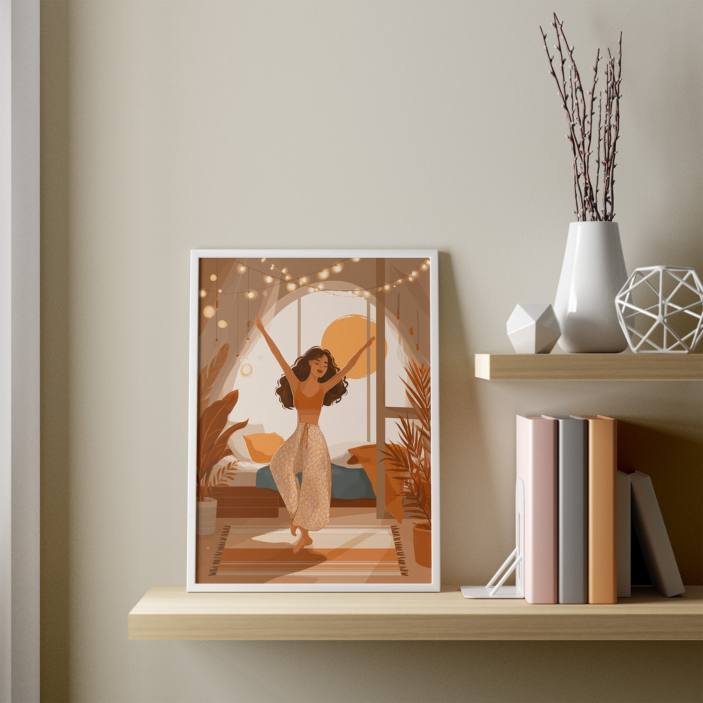 Dancing in the Morning framed in a room