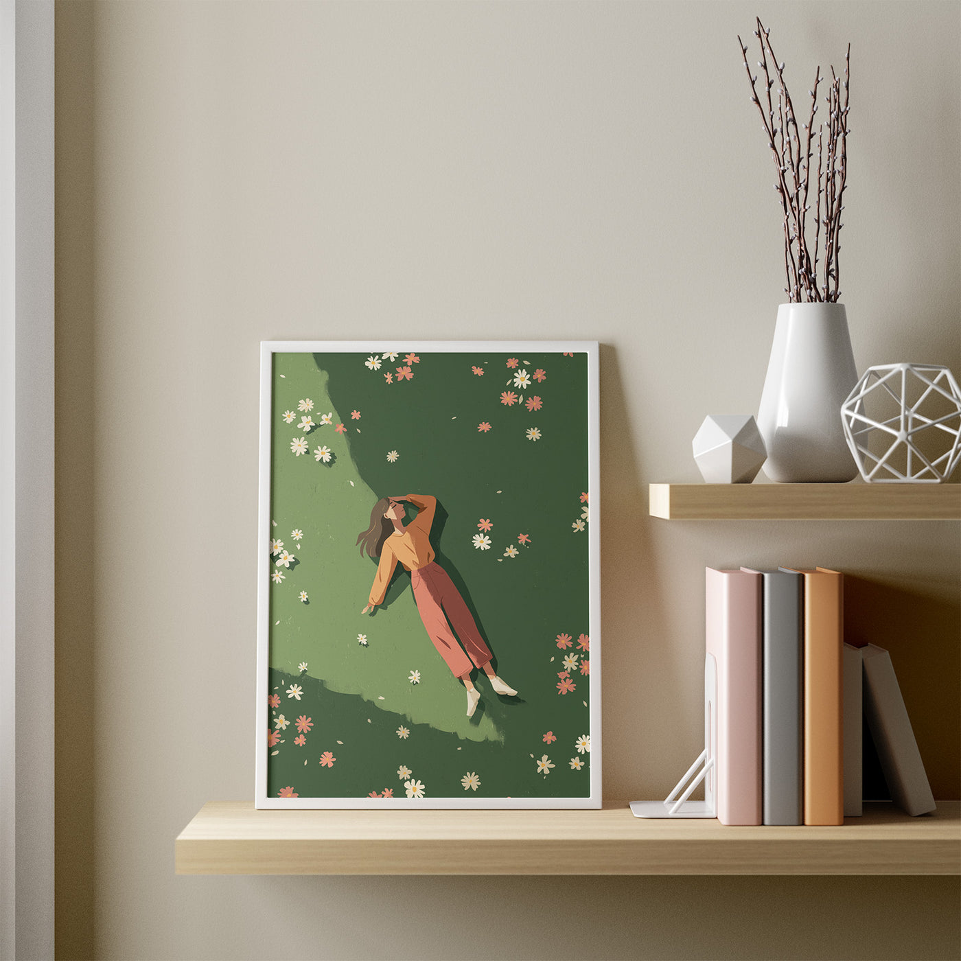 Daydream in Daisies framed in a room