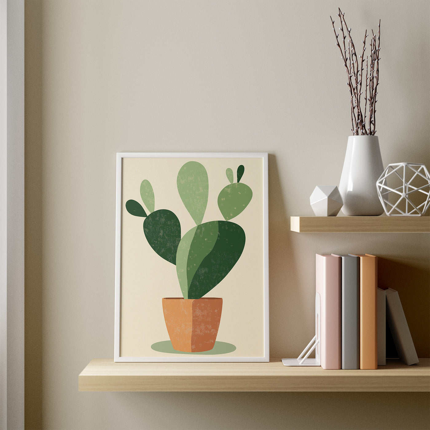Desert Cactus framed in a room
