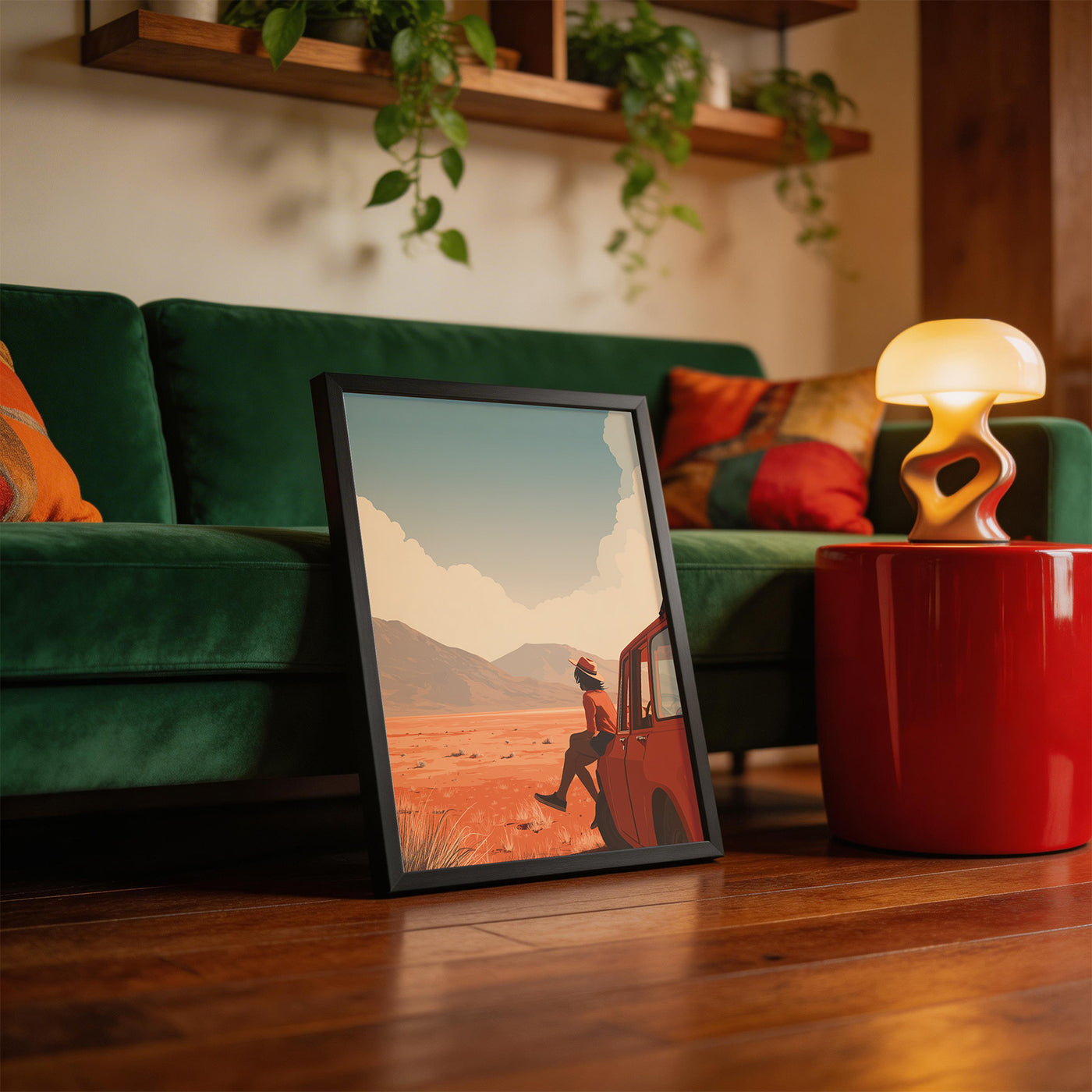 Desert Road Stop framed on a wall