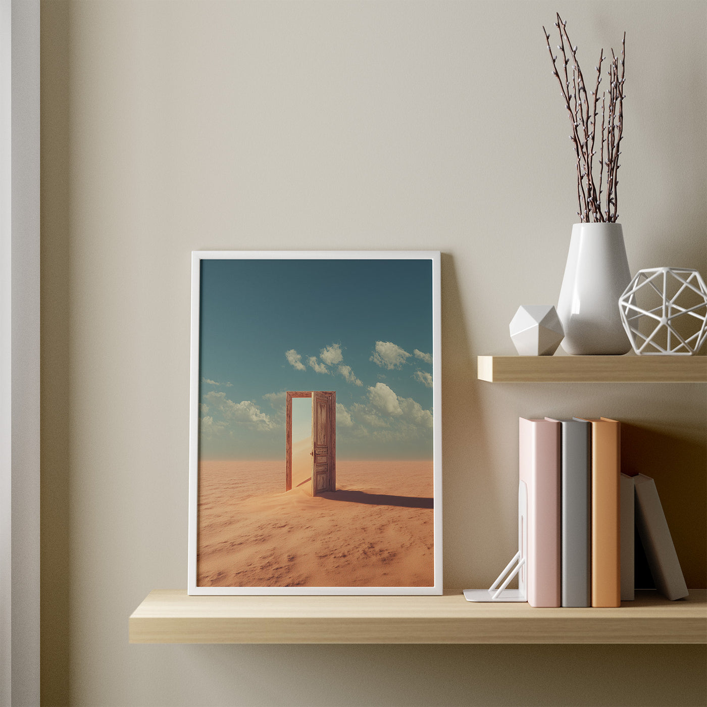 Door in the Desert framed in a room