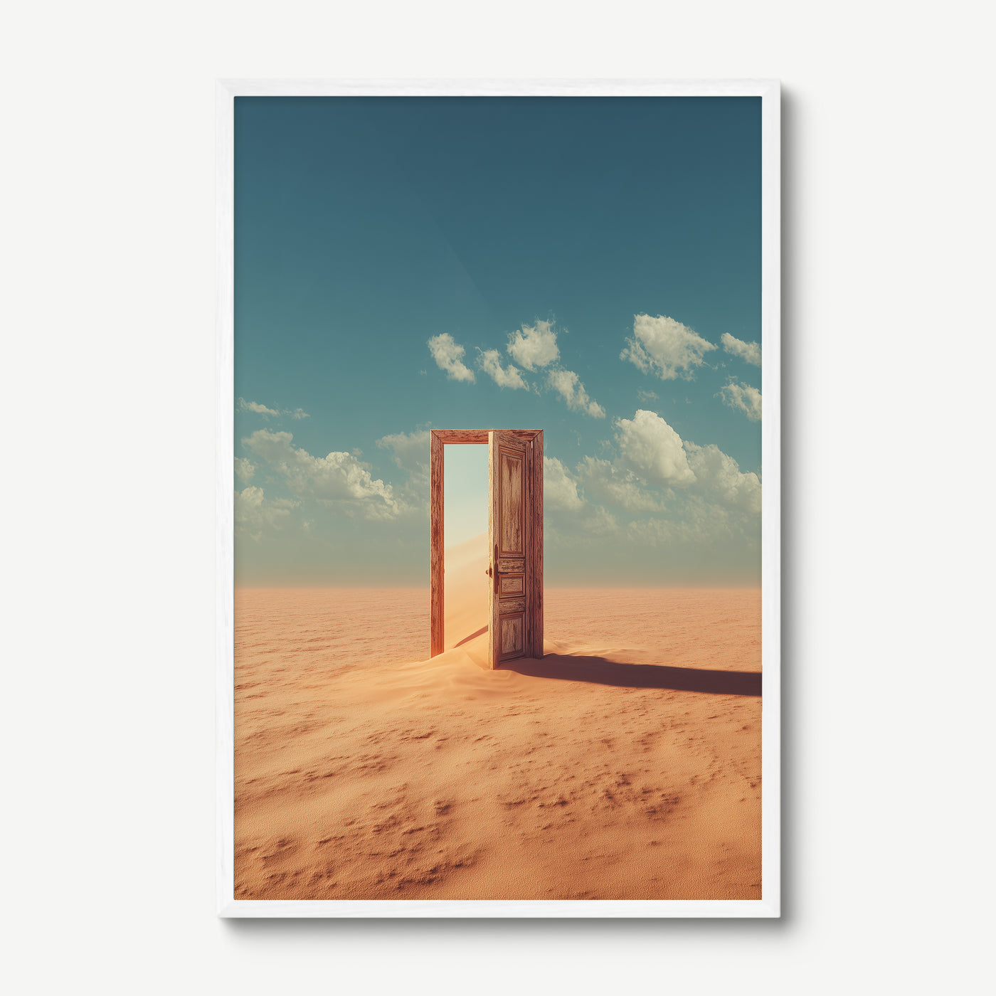 Door in the Desert art print in a white frame