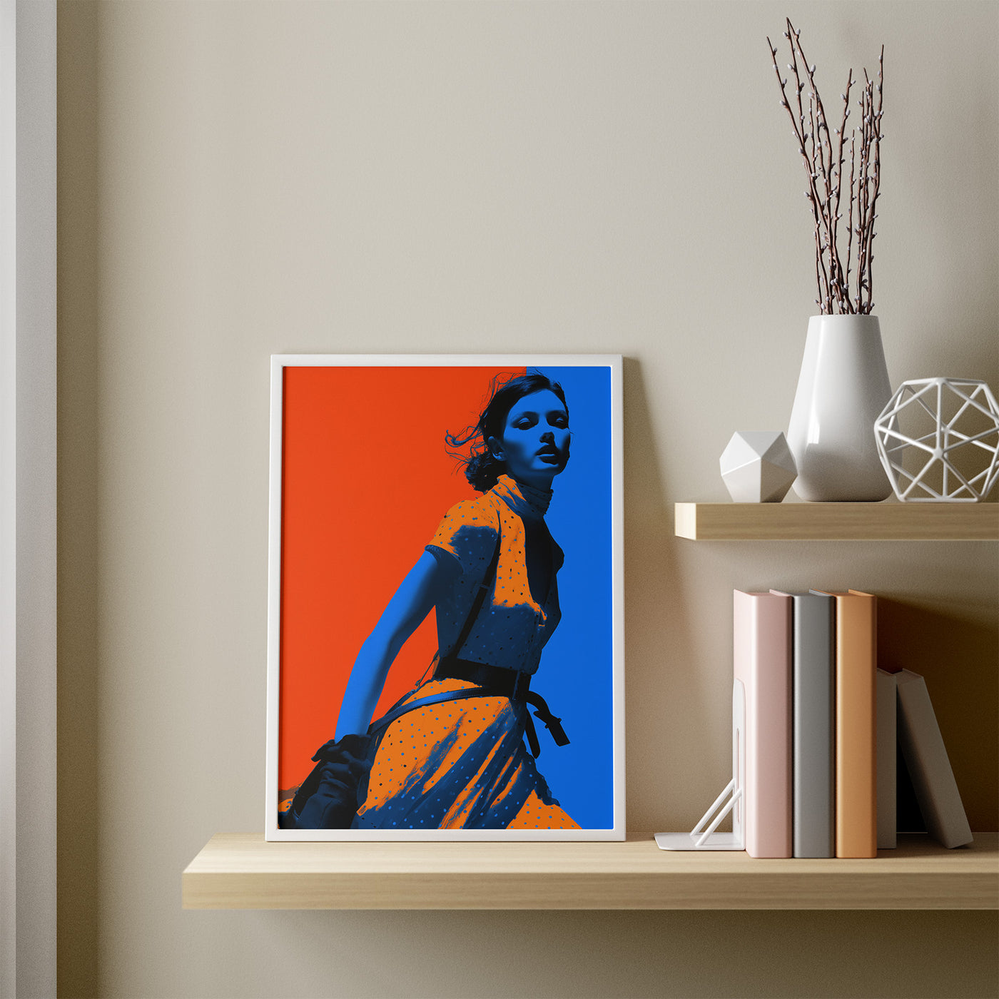 Dot Storm framed in a room