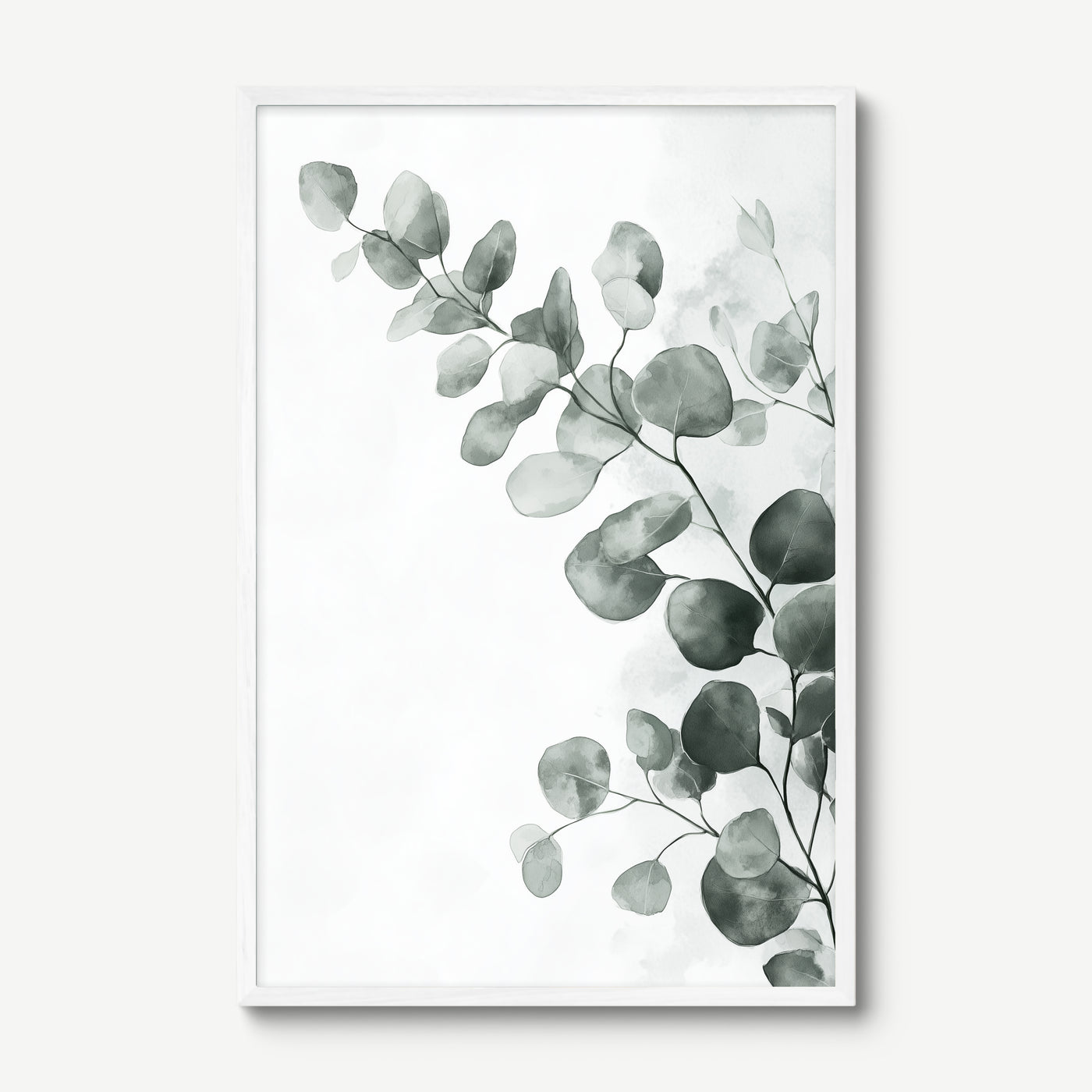 Eucalyptus Mist art print in a white frame