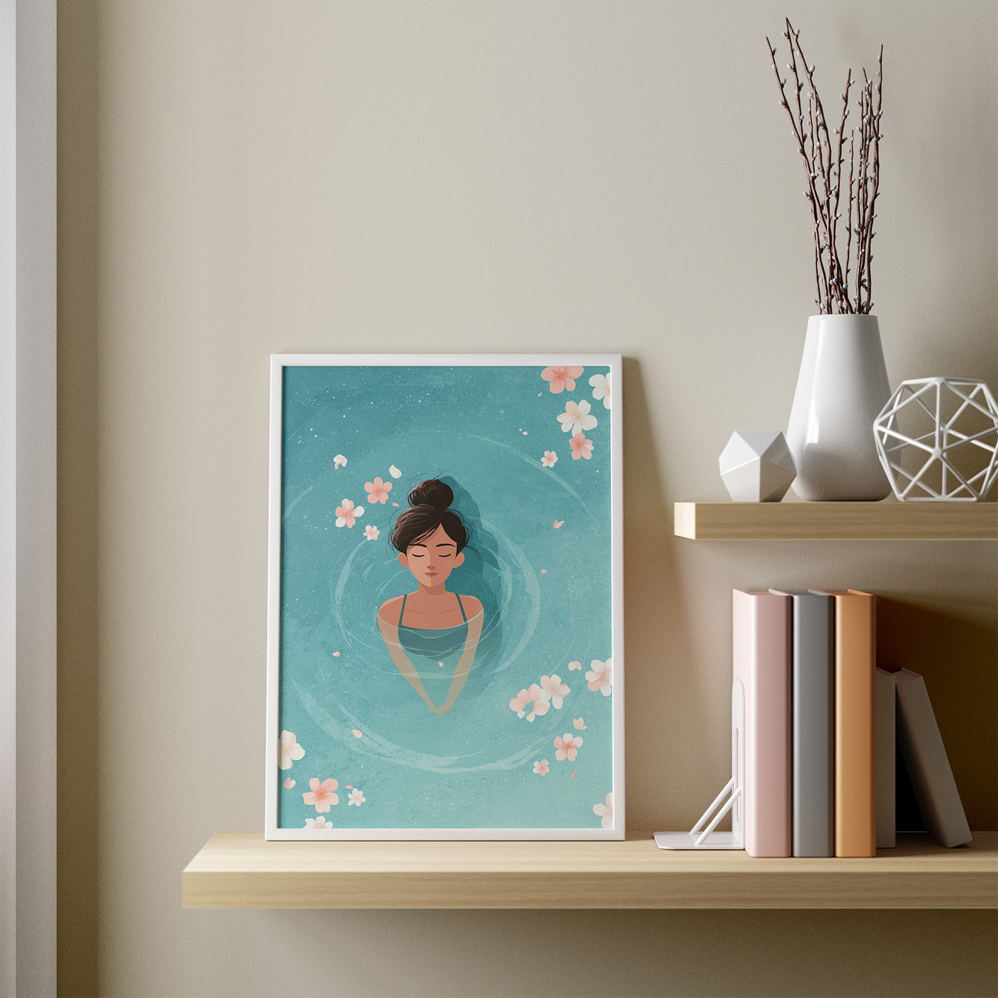 Floating in Blossom framed in a room