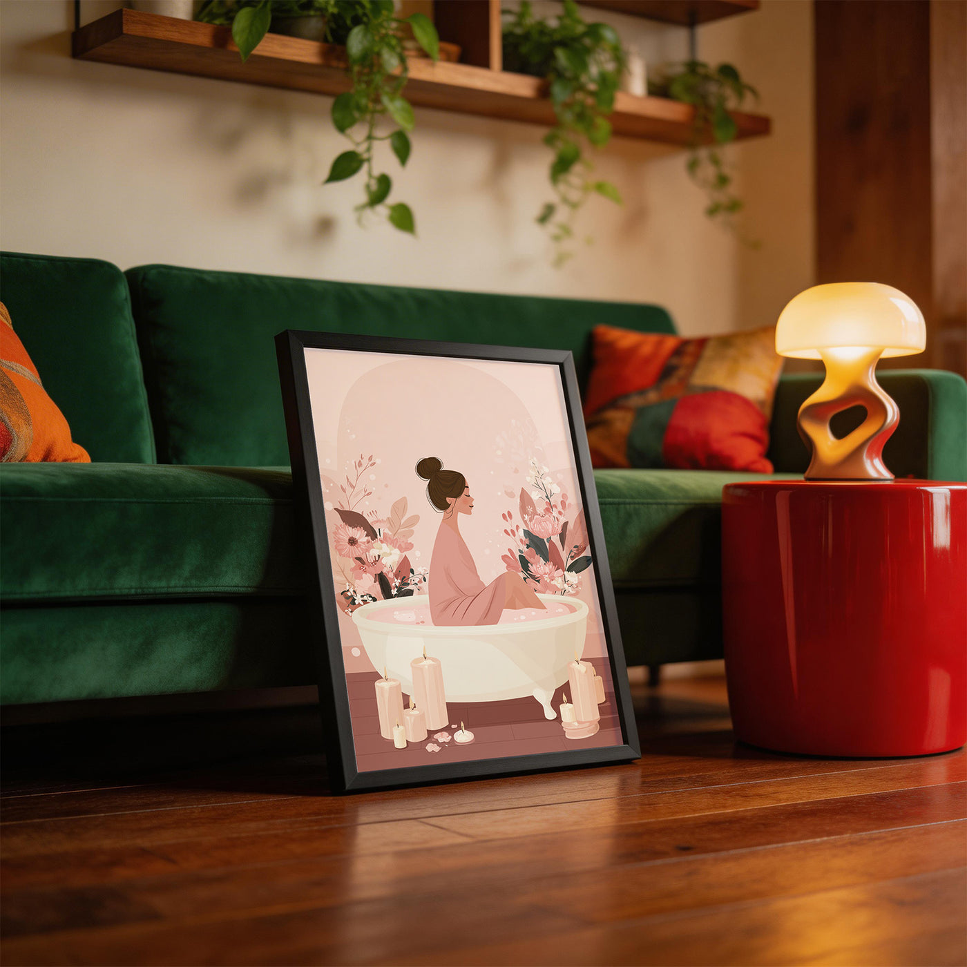 Floral Bath Ritual framed on a wall