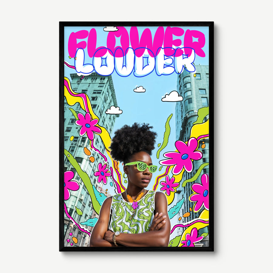 Floral Noise art print in a black frame