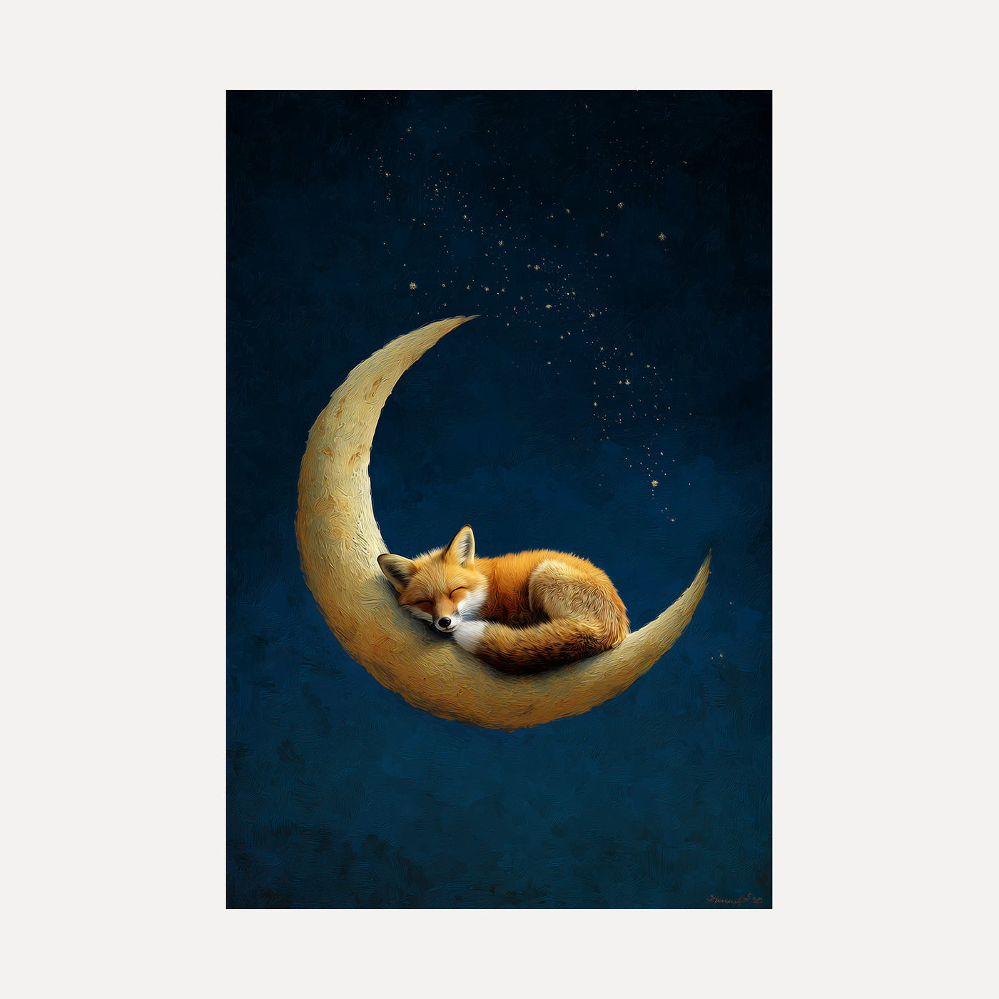 Fox on Crescent Moon unframed art print