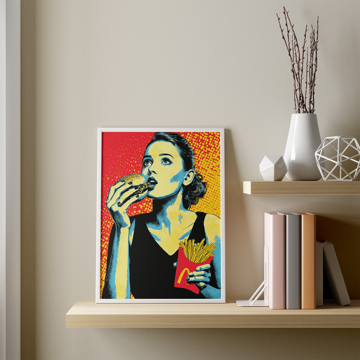 Fries First framed in a room
