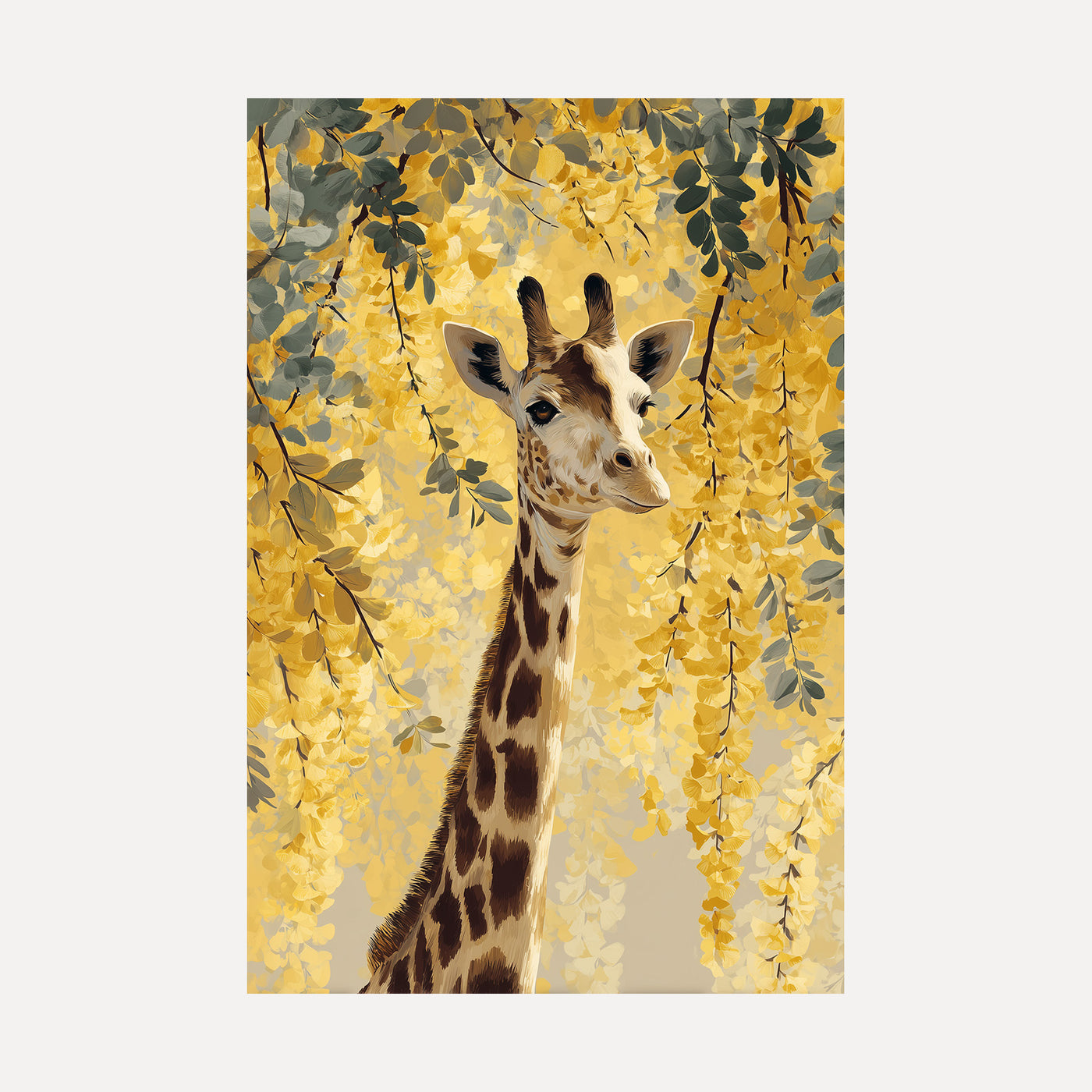 Giraffe in Golden Laburnum unframed art print