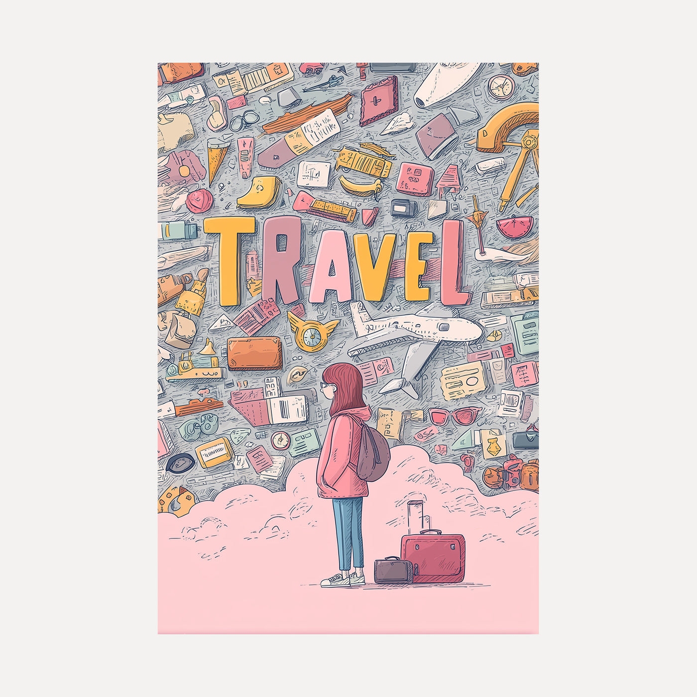 Girl Faces Travel unframed art print