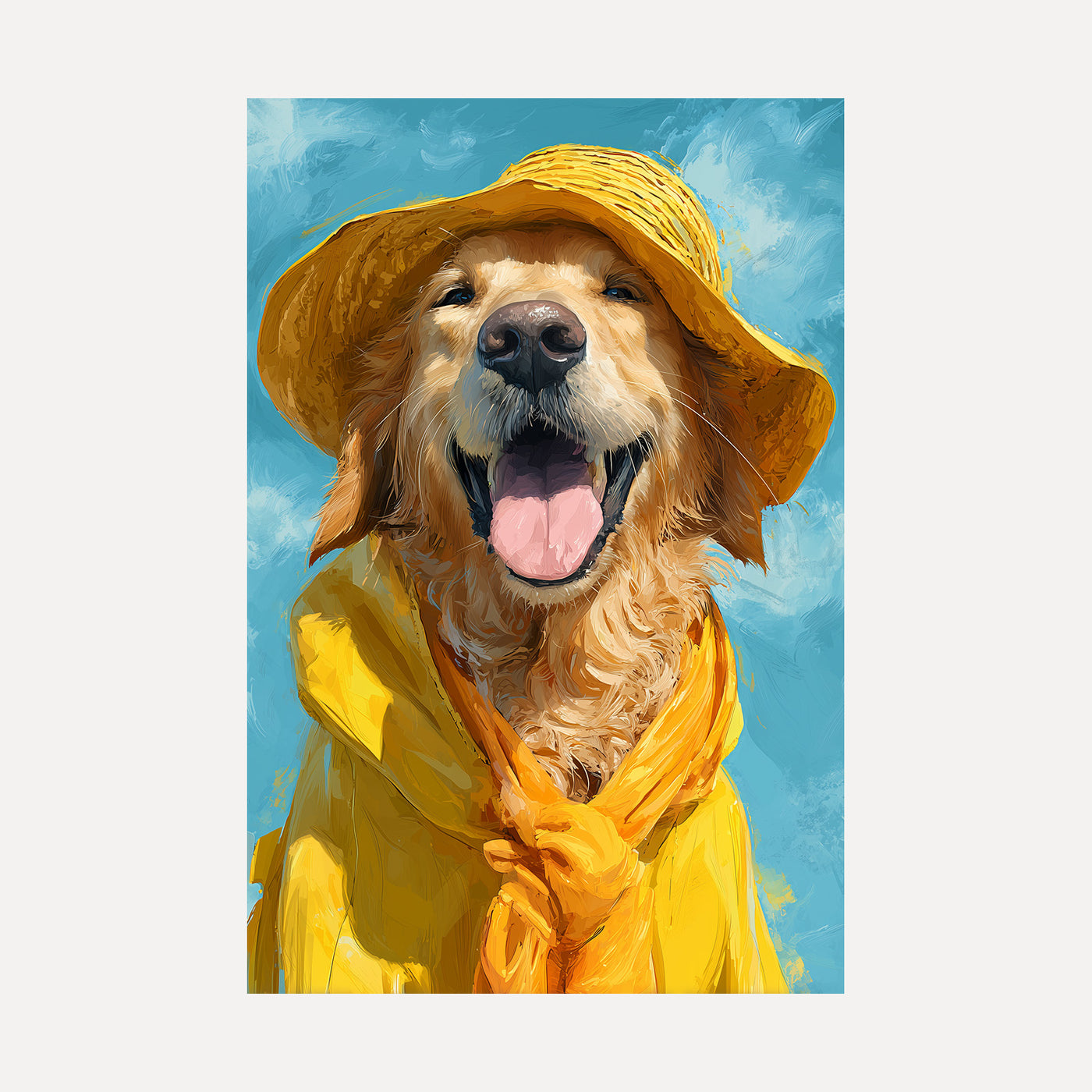 Golden Retriever in Yellow unframed art print