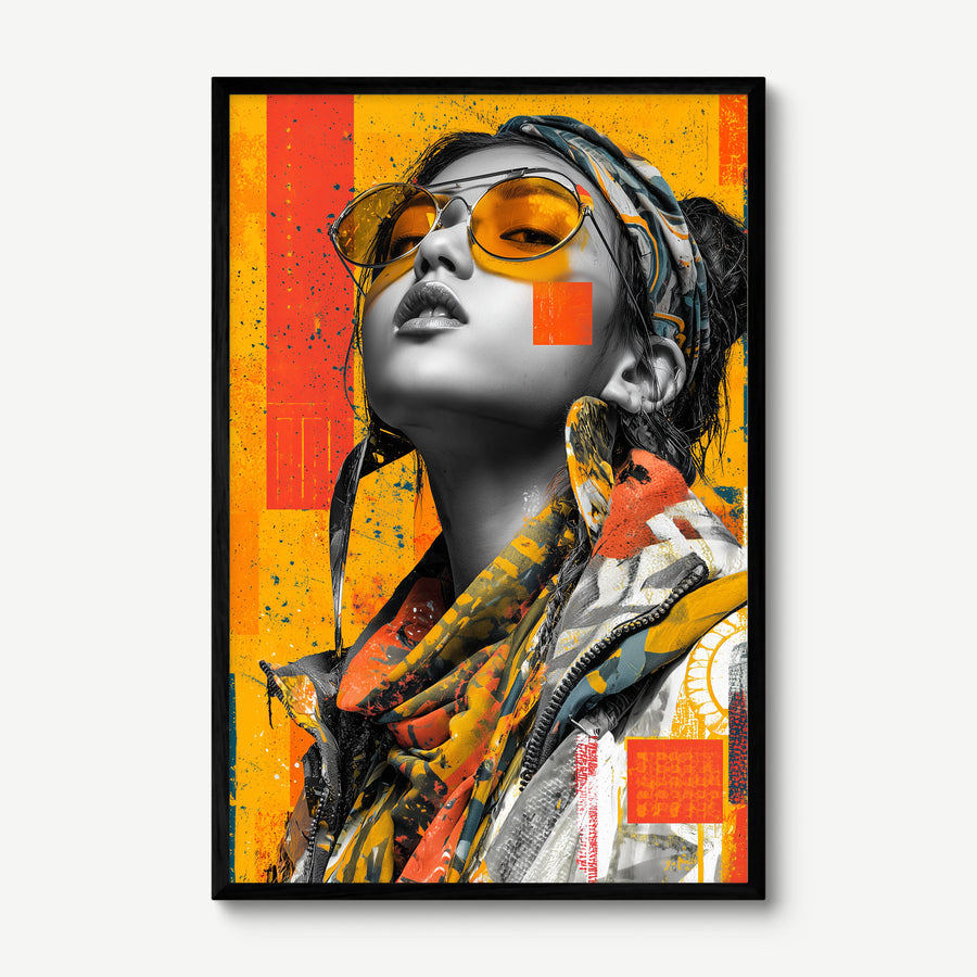 Graffiti Gold art print in a black frame