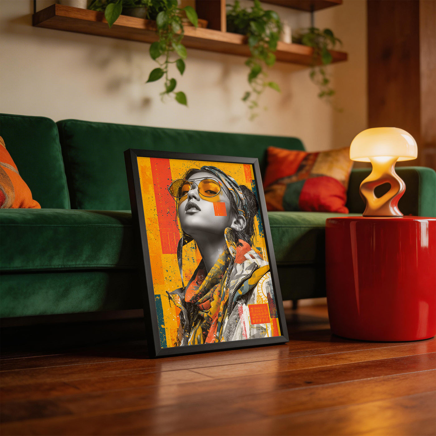 Graffiti Gold framed on a wall