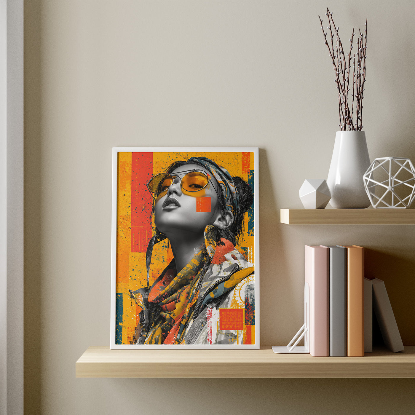 Graffiti Gold framed in a room