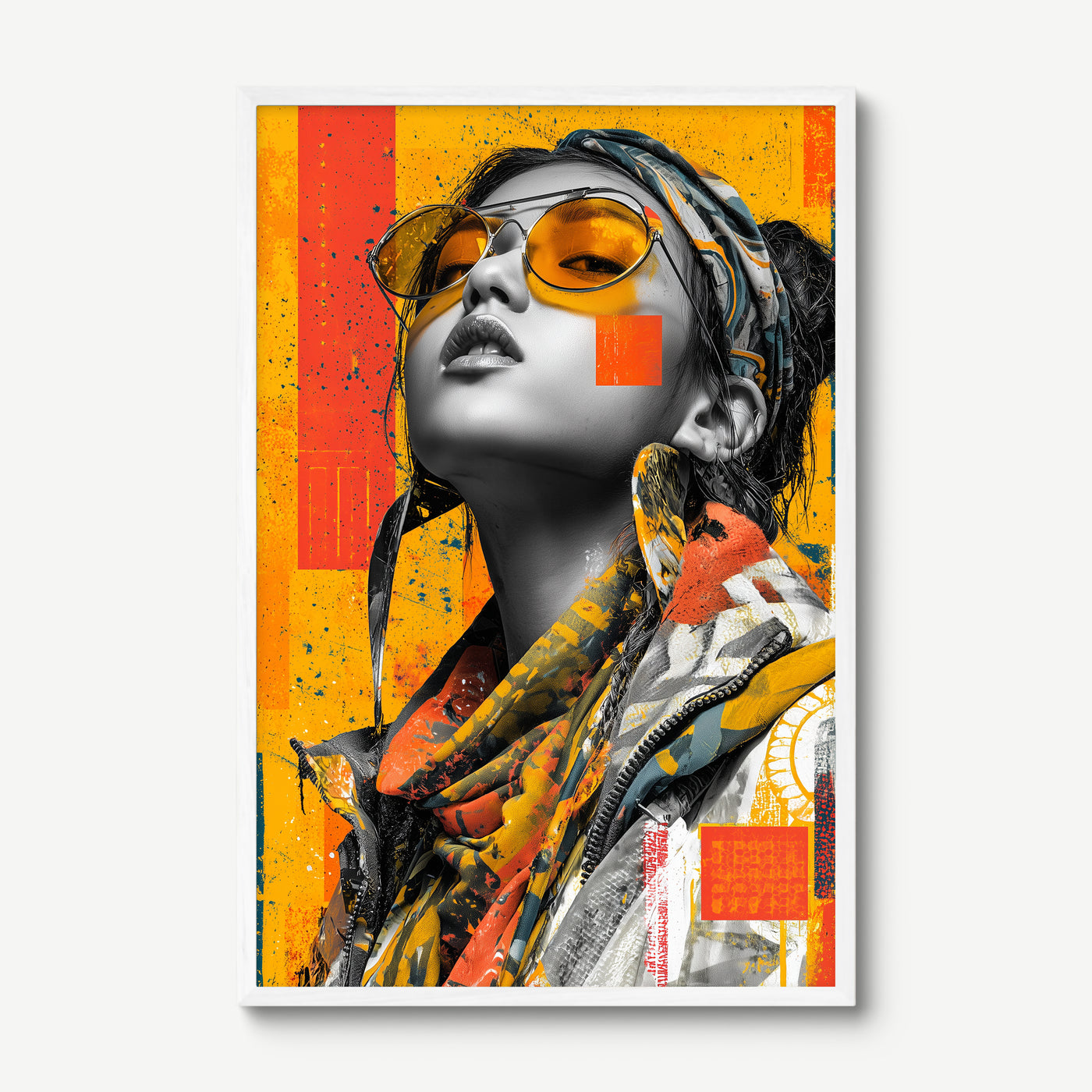 Graffiti Gold art print in a white frame