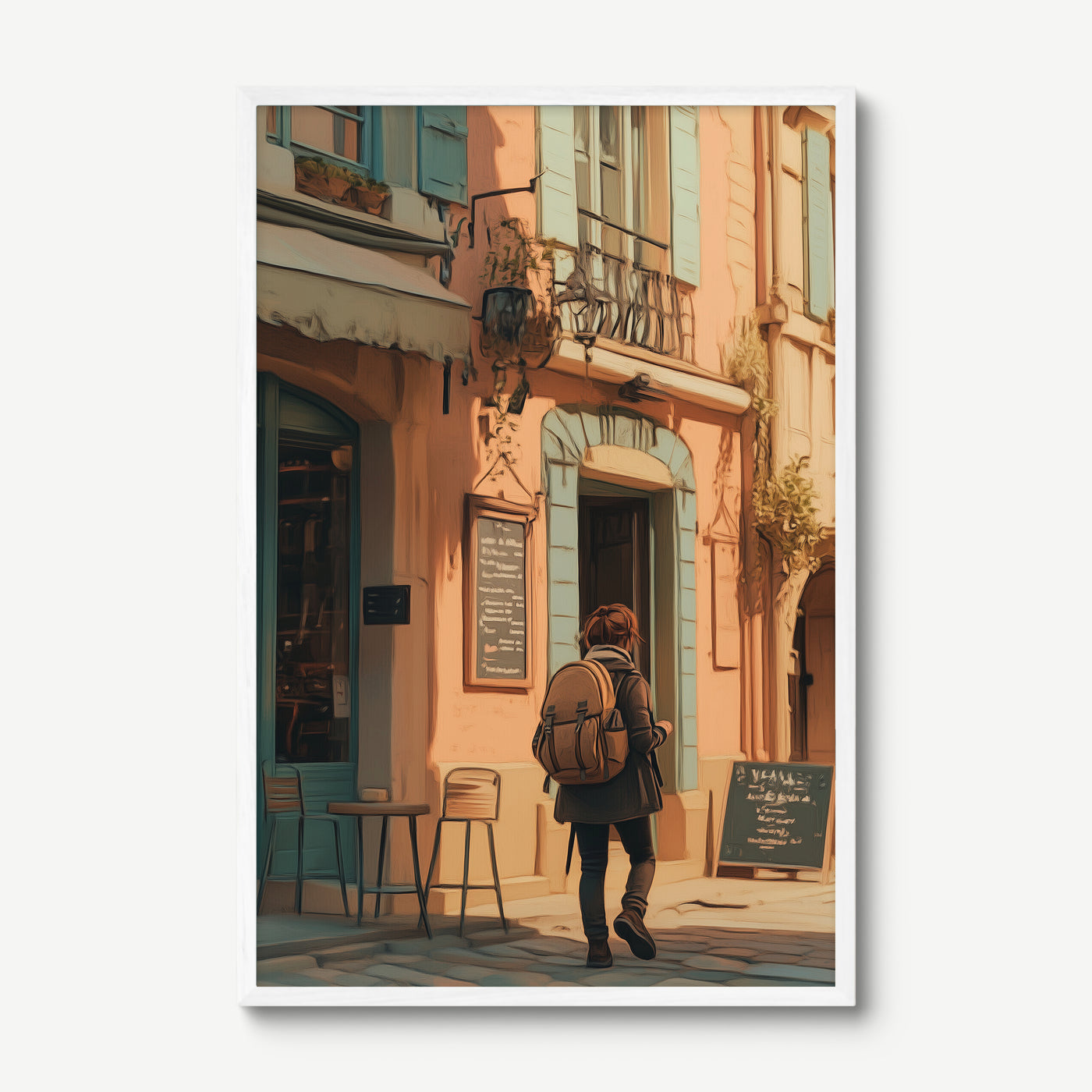 Hidden Alleys of Europe art print in a white frame