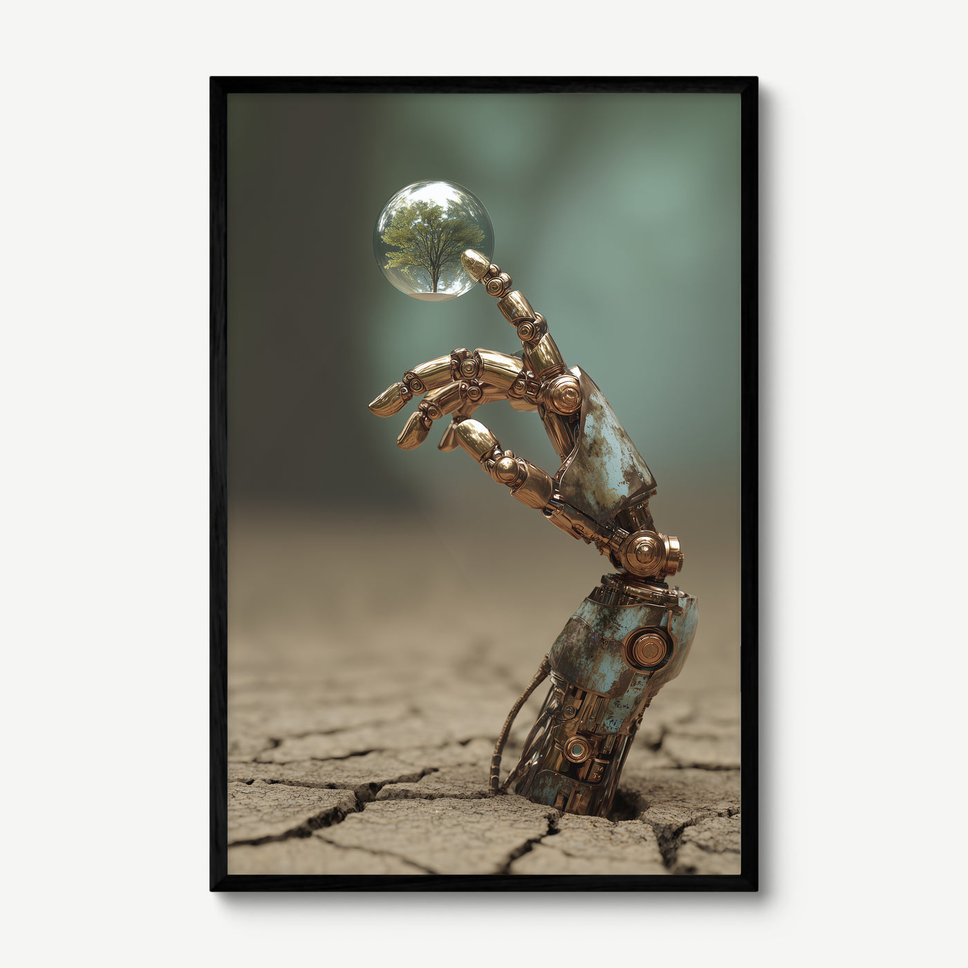 Holding Tomorrow art print in a black frame