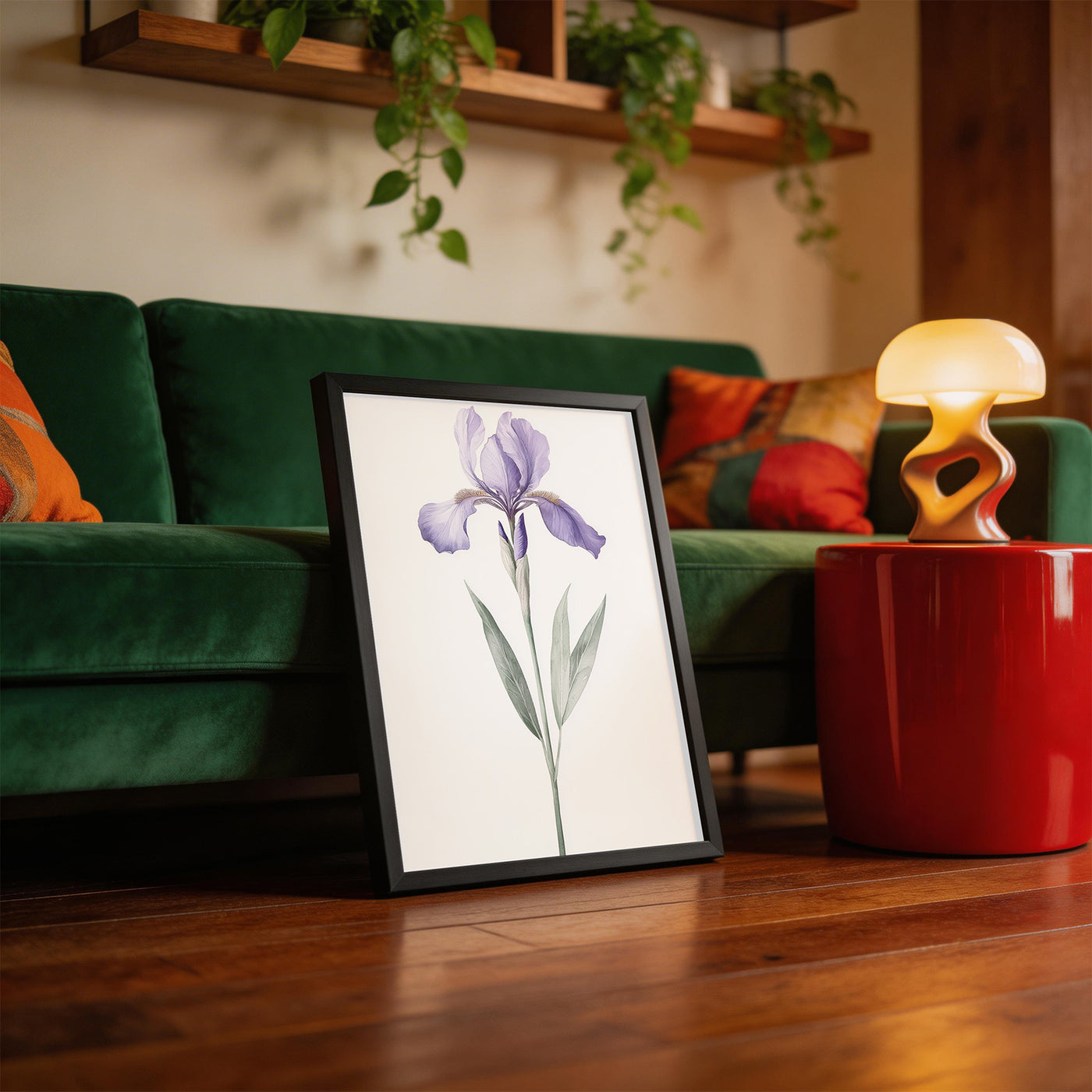 Lavender Iris framed on a wall