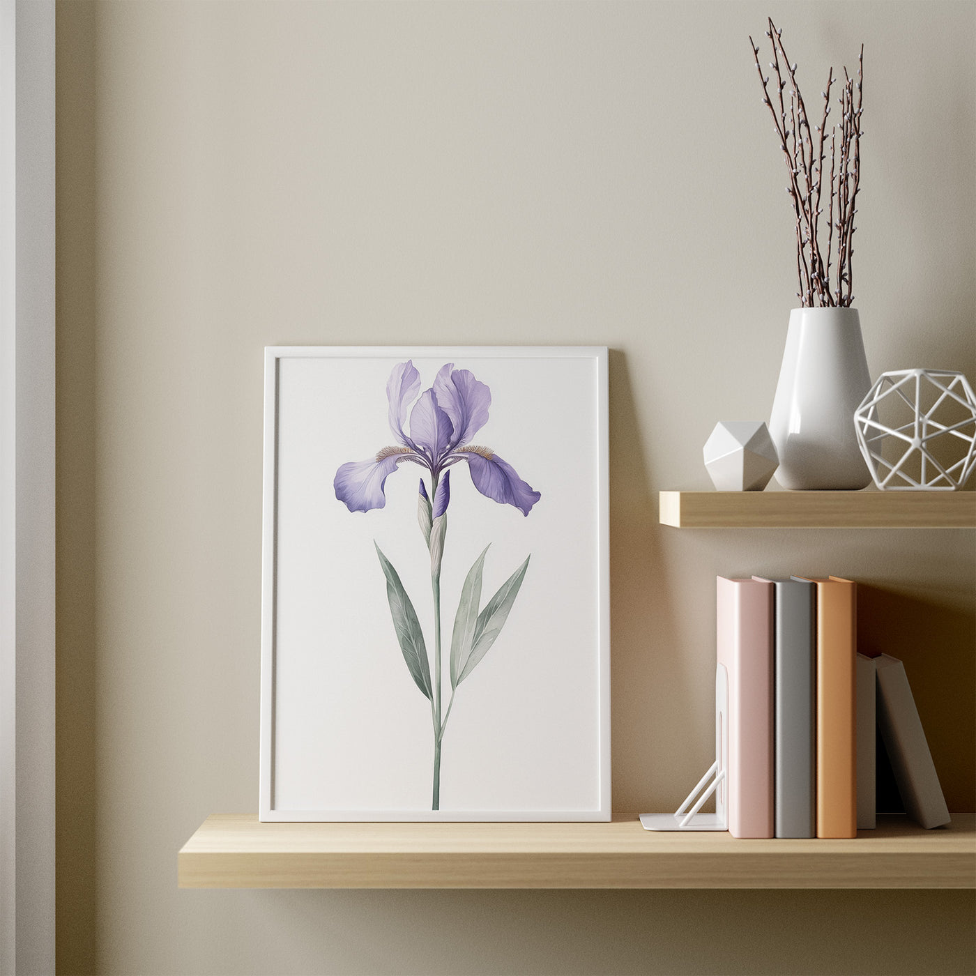 Lavender Iris framed in a room