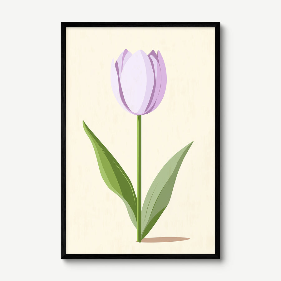 Lilac Tulip art print in a black frame
