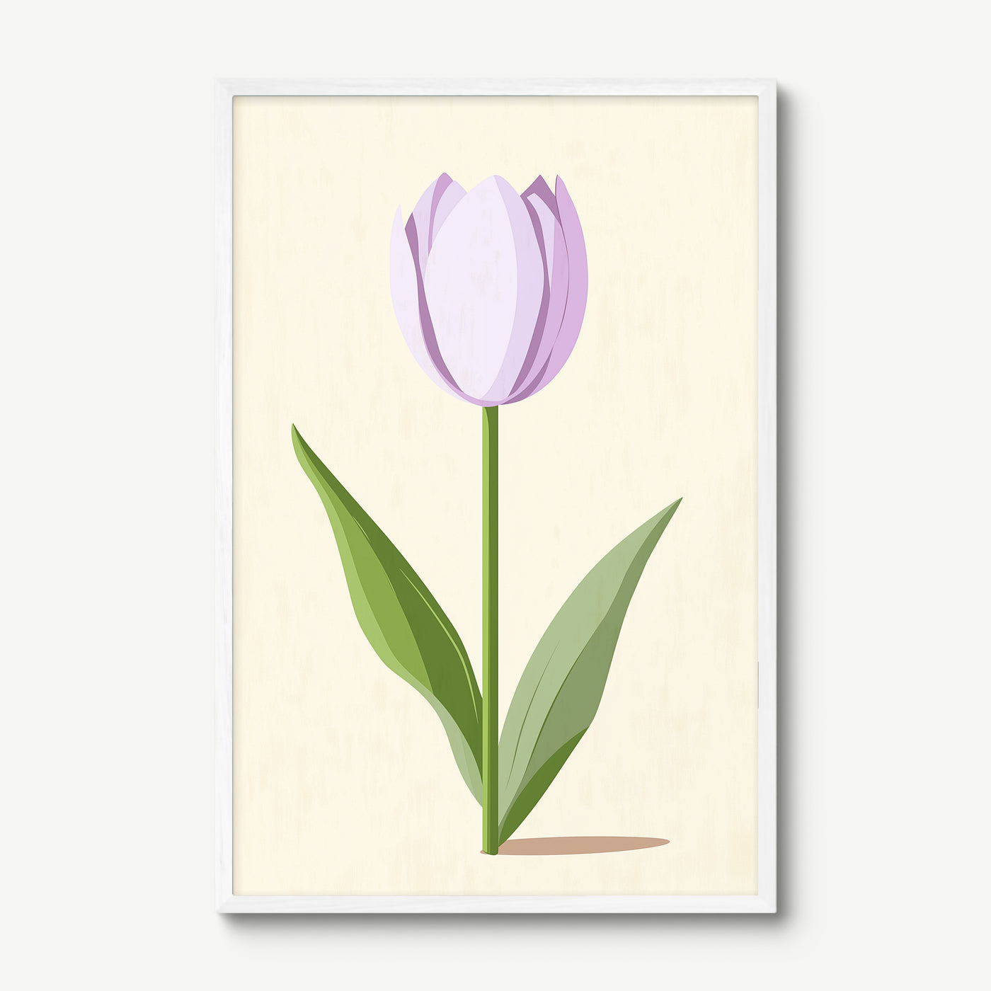 Lilac Tulip art print in a white frame