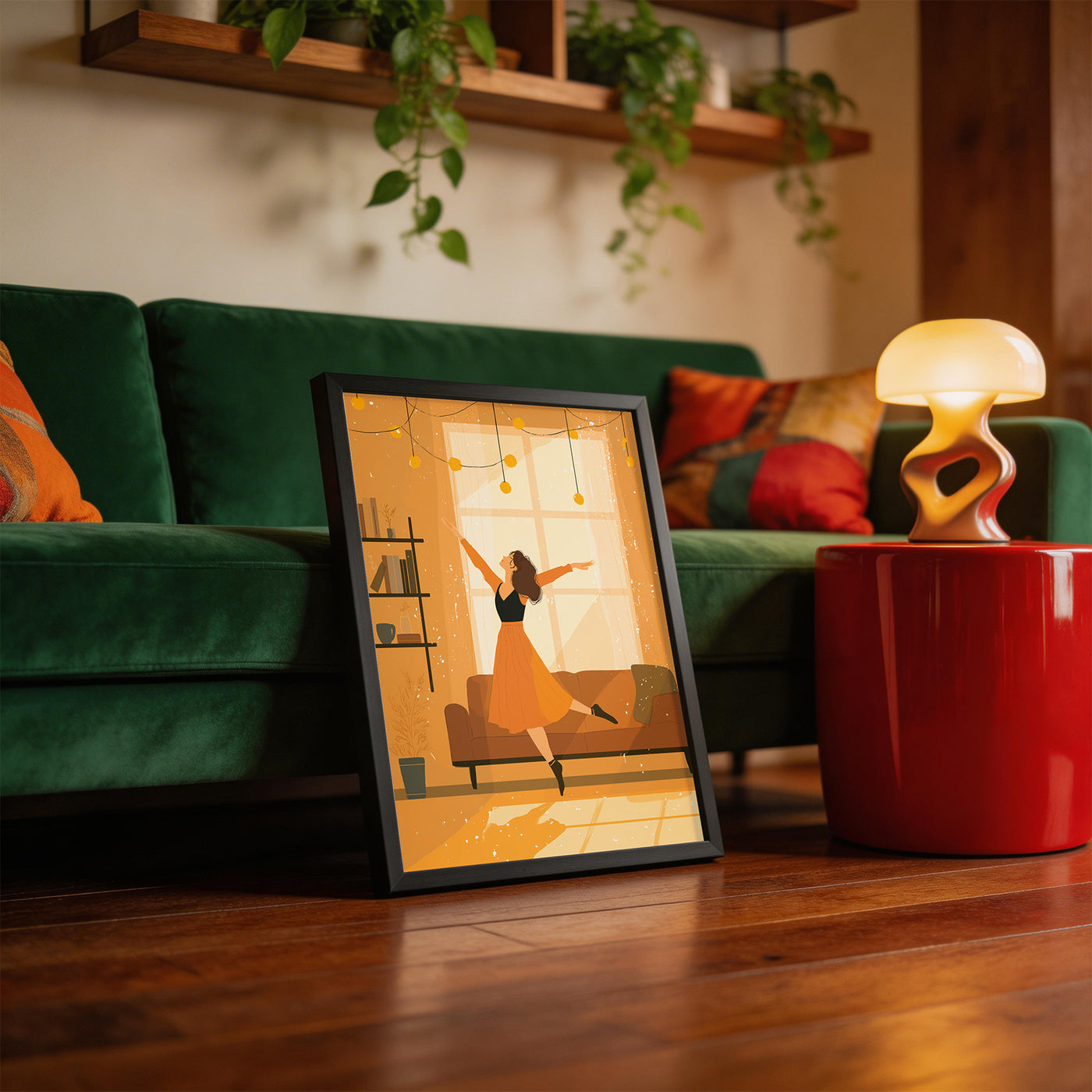 Living Room Twirl framed on a wall
