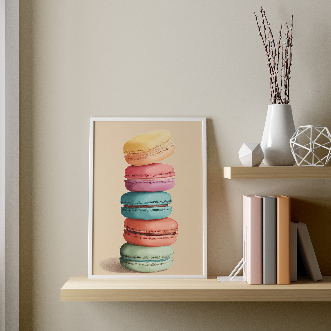 Macaron Stack framed in a room