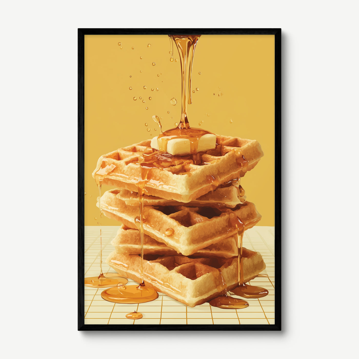 Maple Waffles art print in a black frame