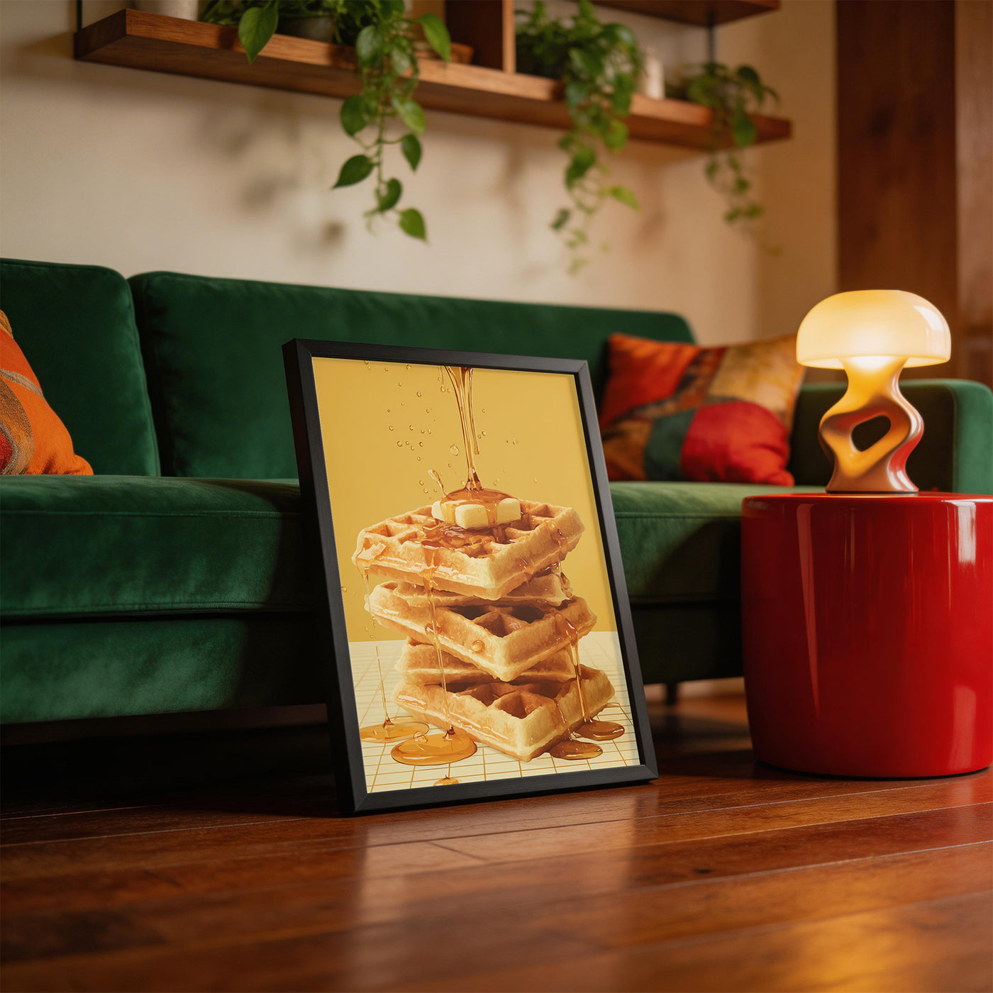 Maple Waffles framed on a wall