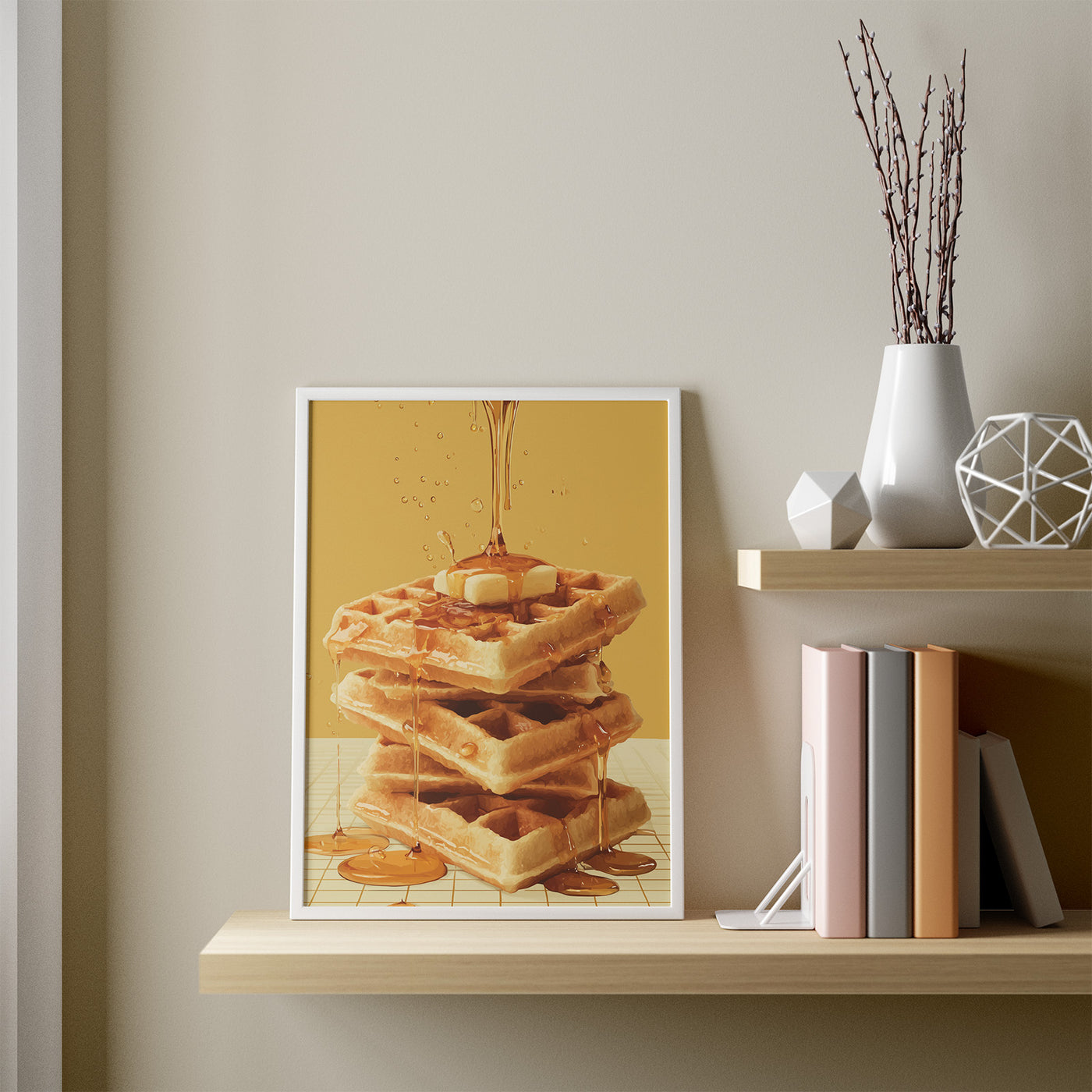 Maple Waffles framed in a room