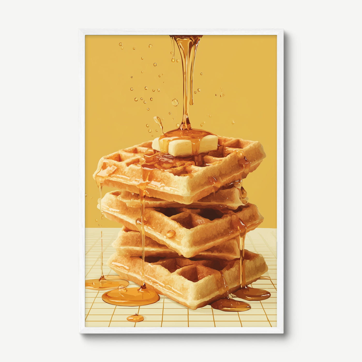 Maple Waffles art print in a white frame