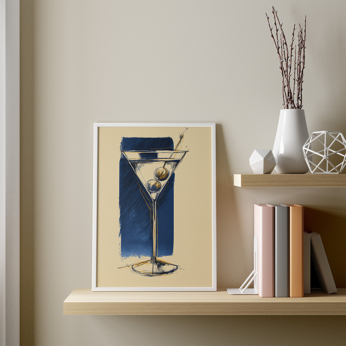 Martini Sketch framed in a room