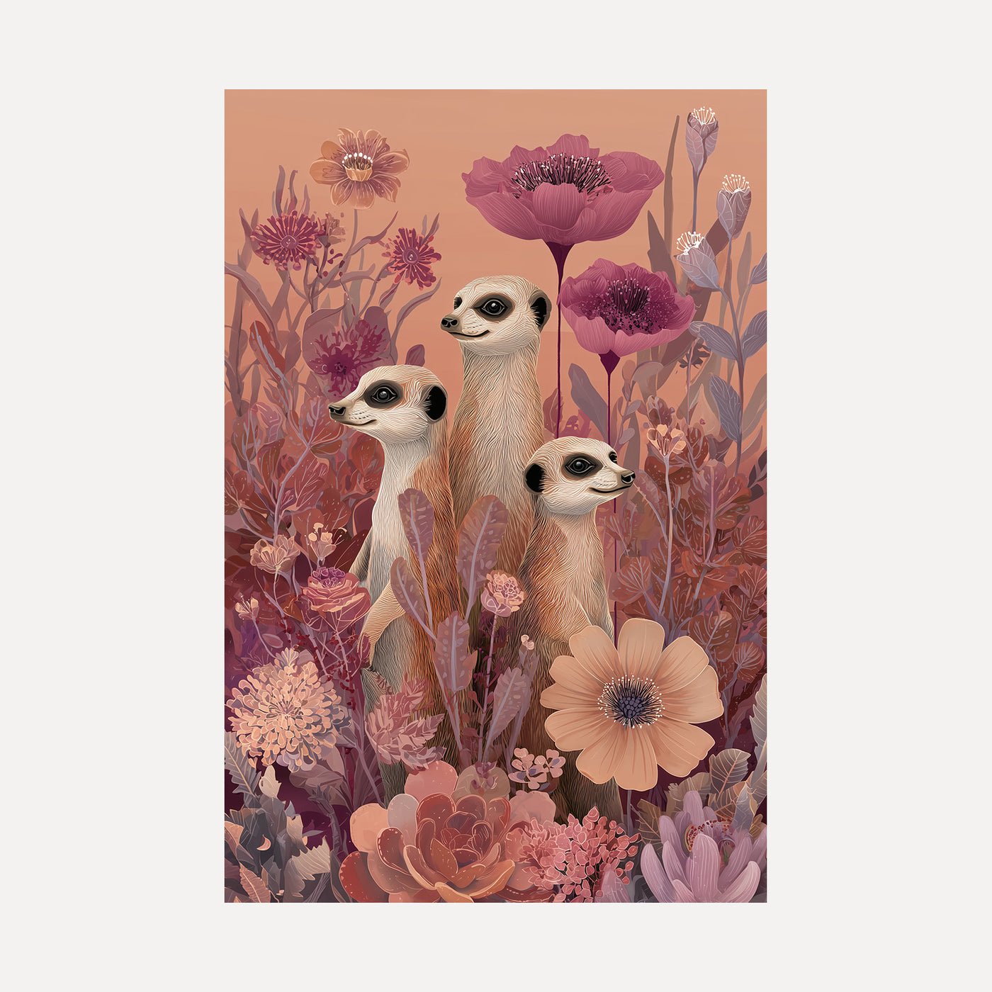 Meerkats in Bloom unframed art print