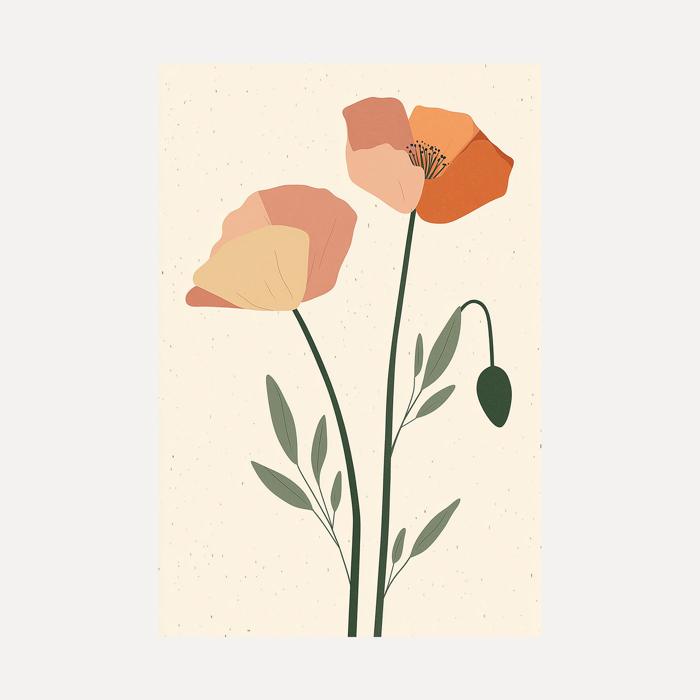 Minimal Poppy Stems unframed art print