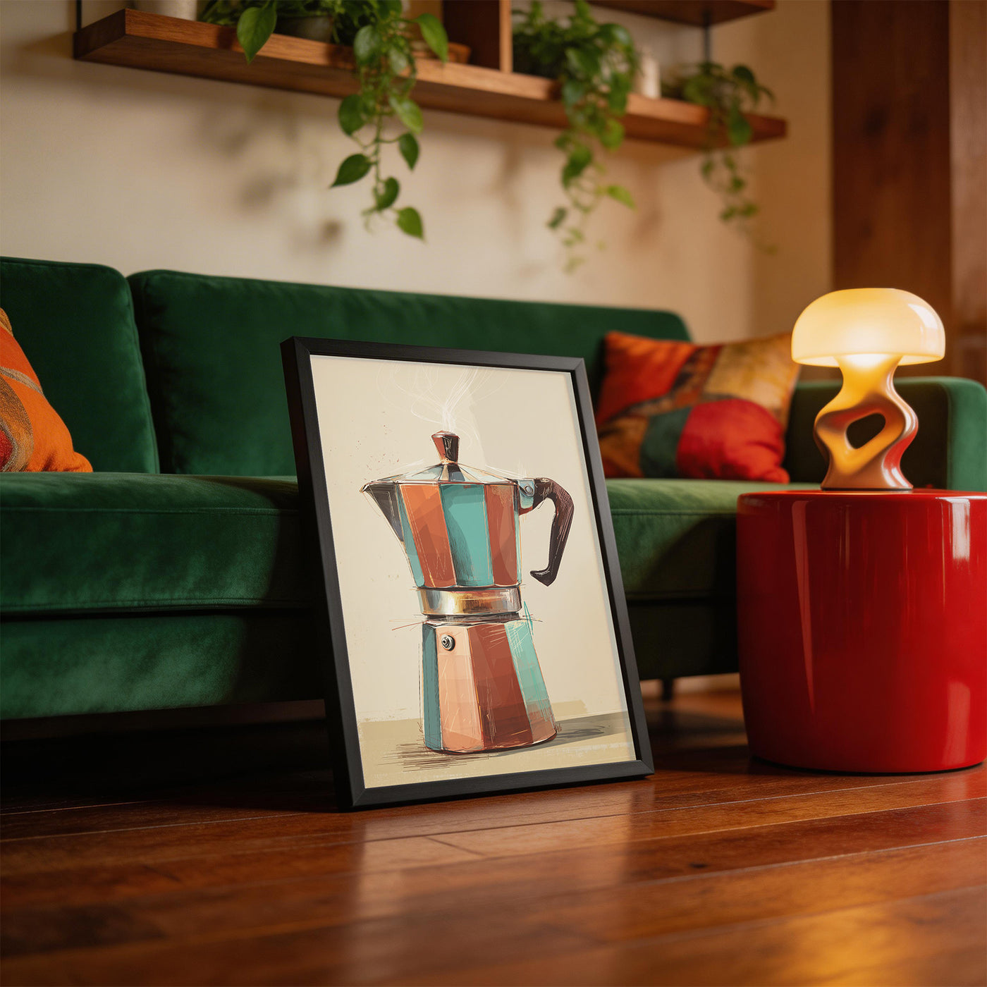 Moka Pot framed on a wall