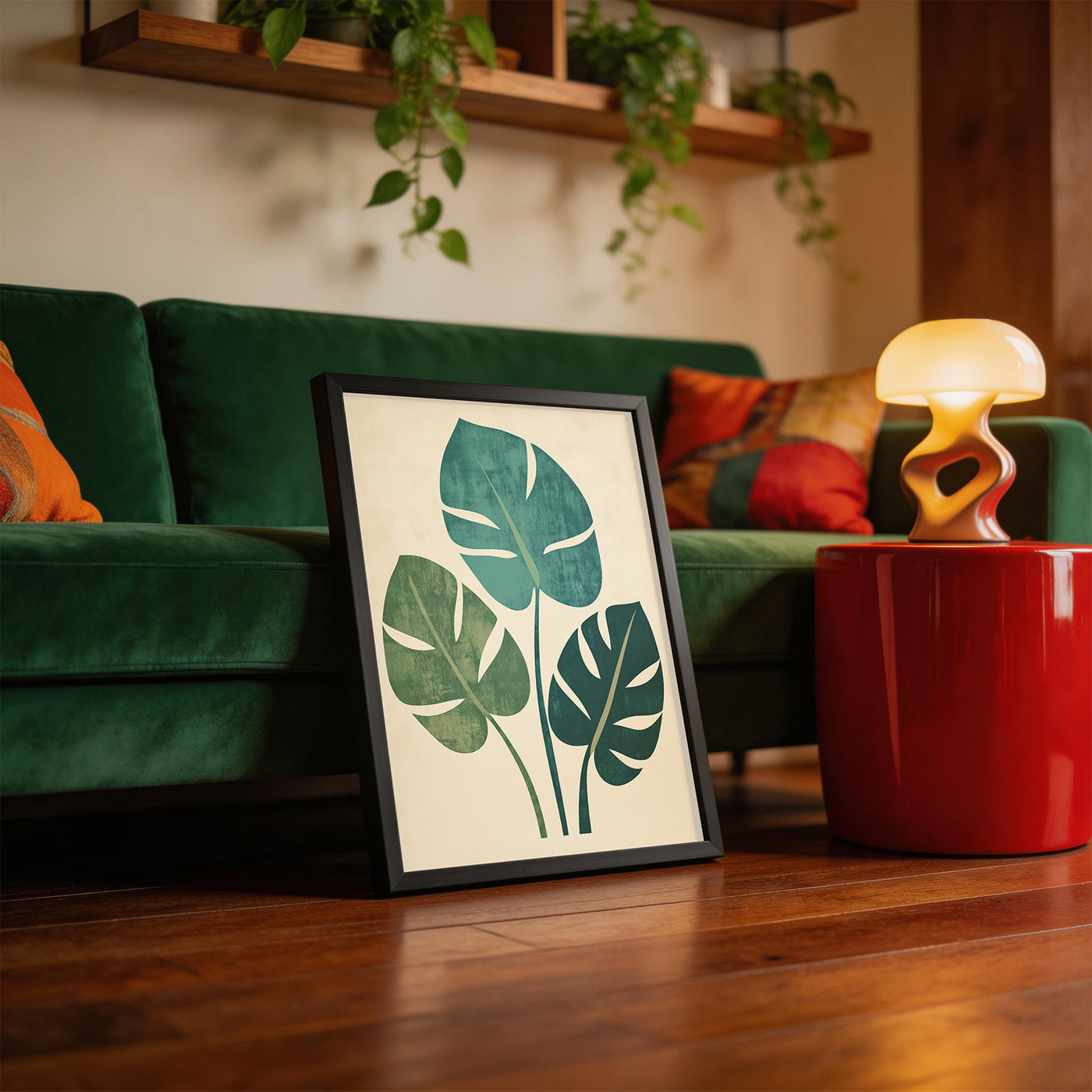 Monstera Leaves framed on a wall