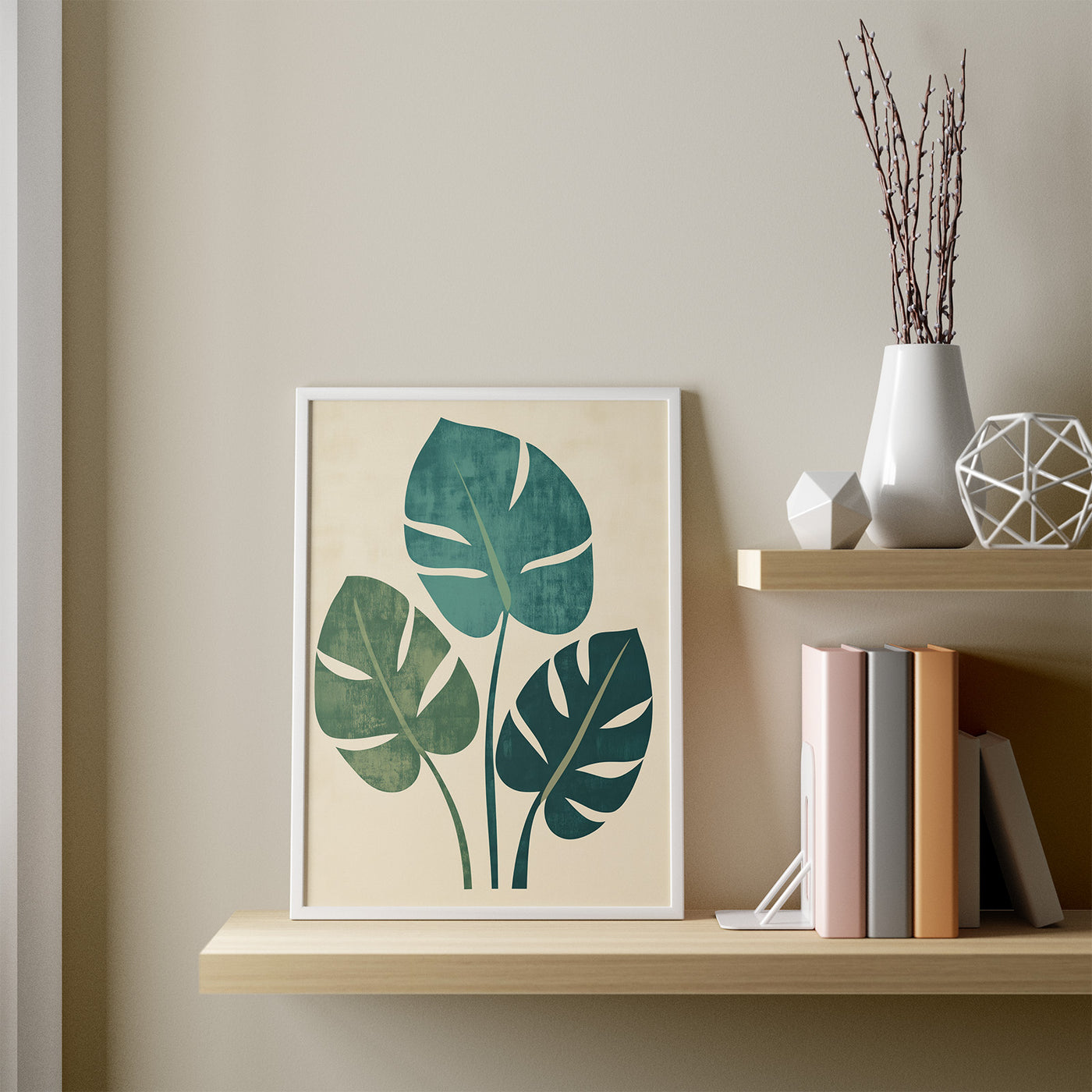 Monstera Leaves framed in a room