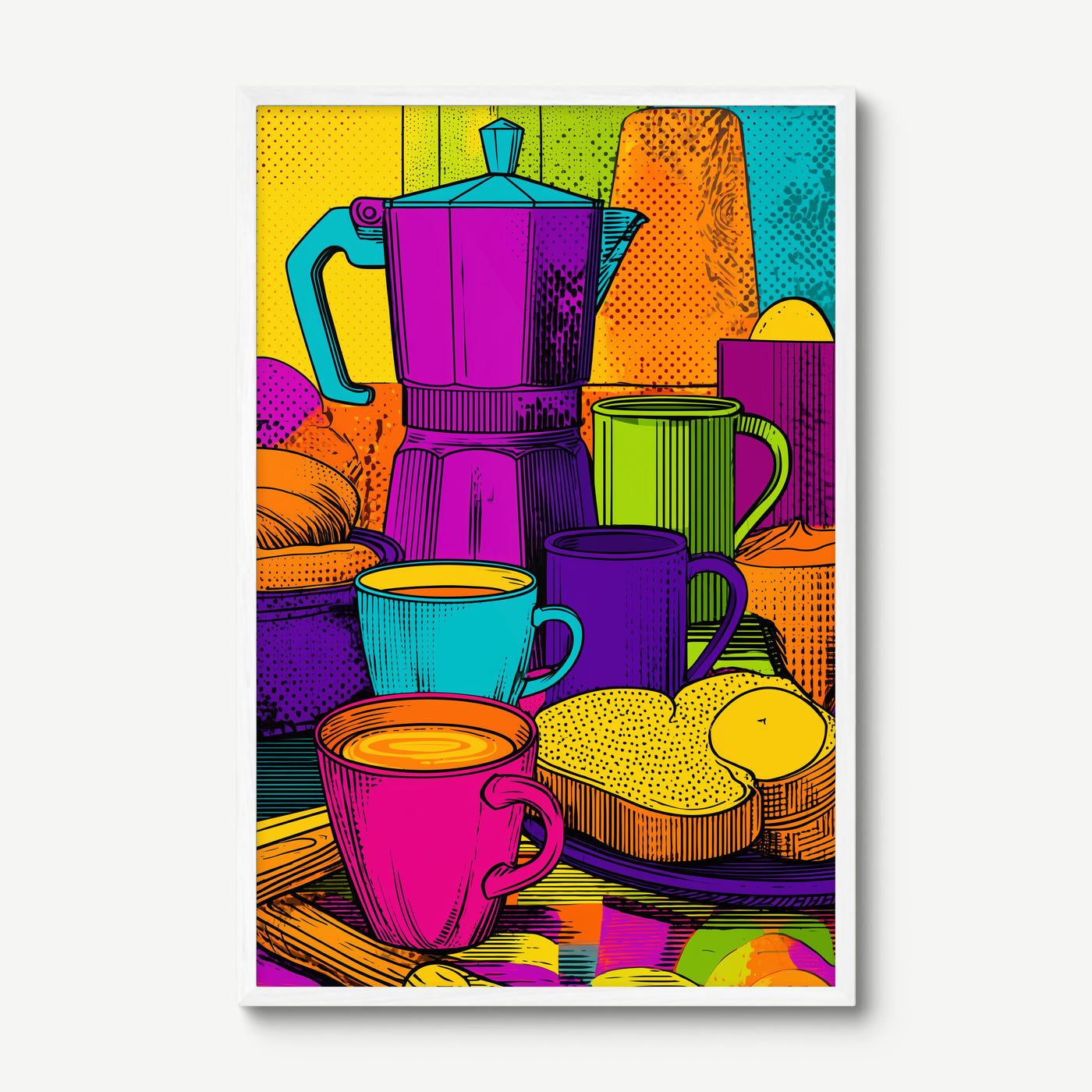 Morning Brew art print in a white frame